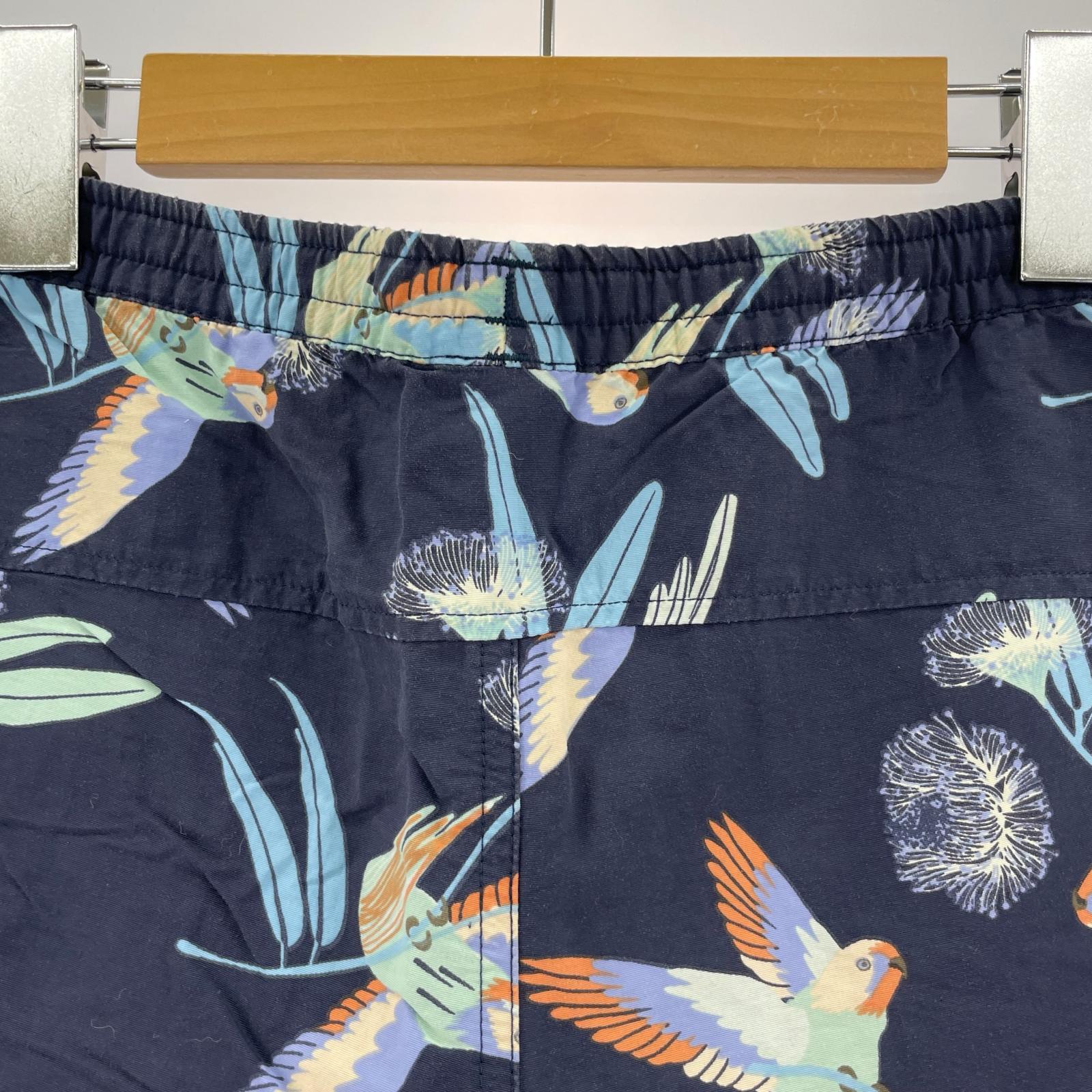 ショートパンツ バギーズショーツ 鳥柄 紺(M) M