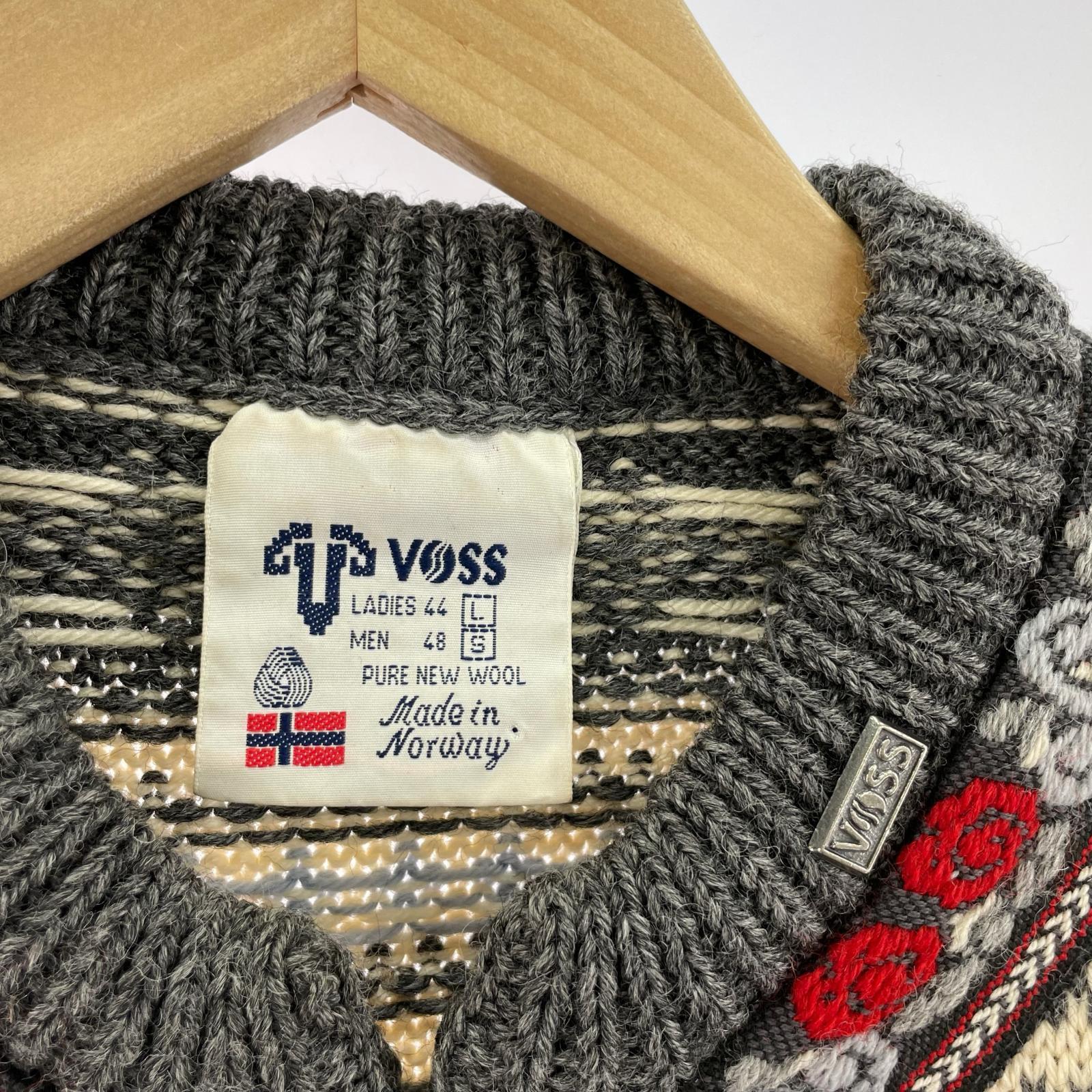 ニット VOSS ノルディック柄カーディガン グレー