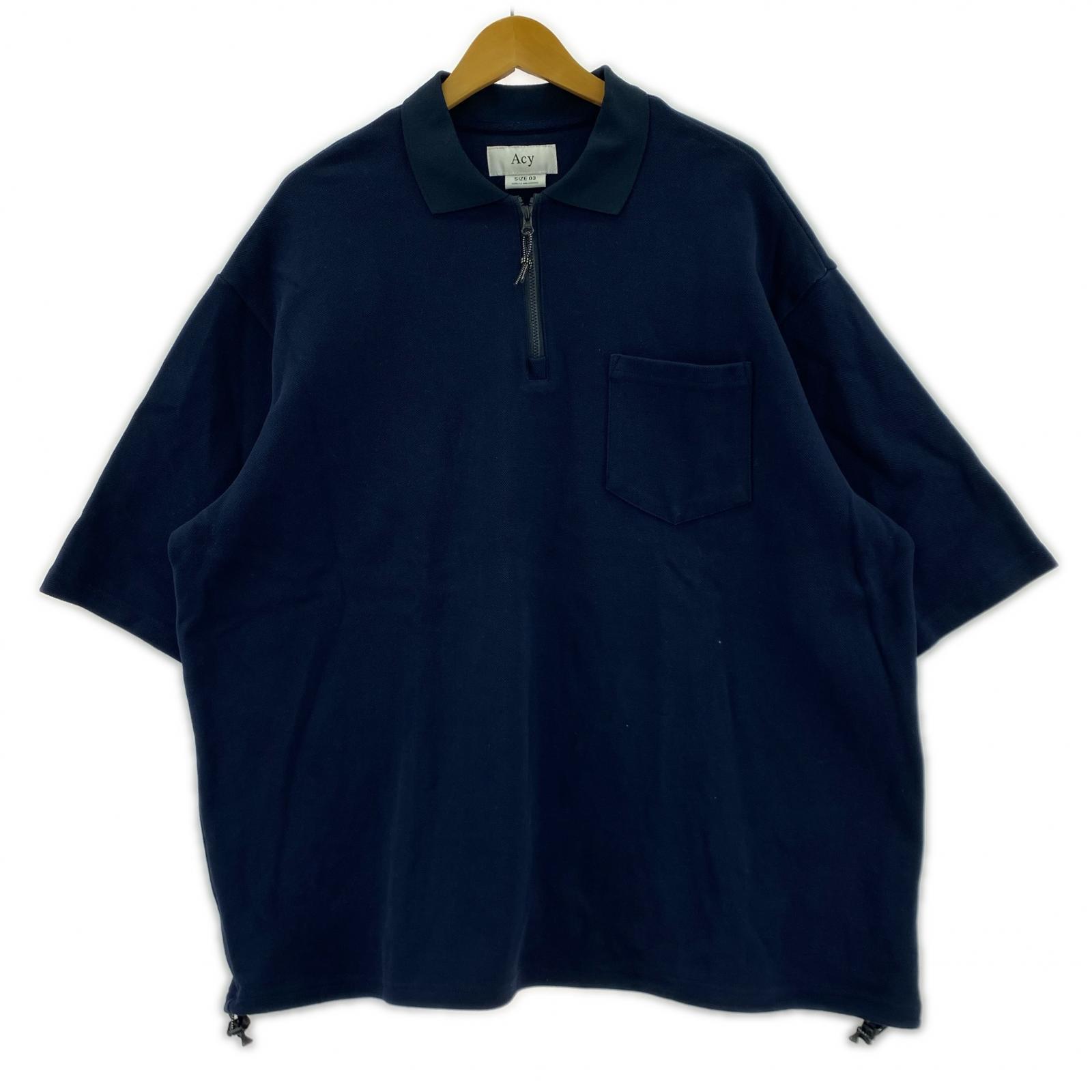 ポロシャツ Acy GS ZIP POLO ACY-24SS-003 紺 (03) ネイビー