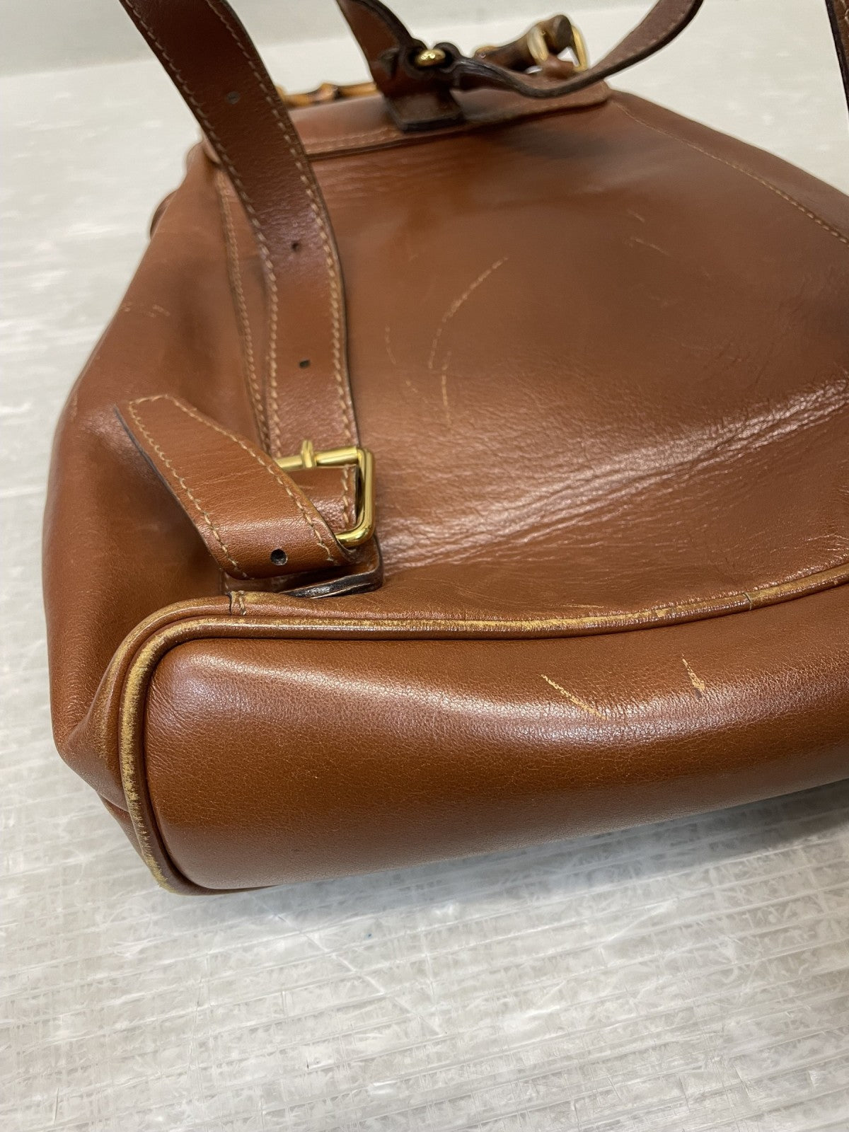 GUCCI バンブー レザーミニリュック 茶