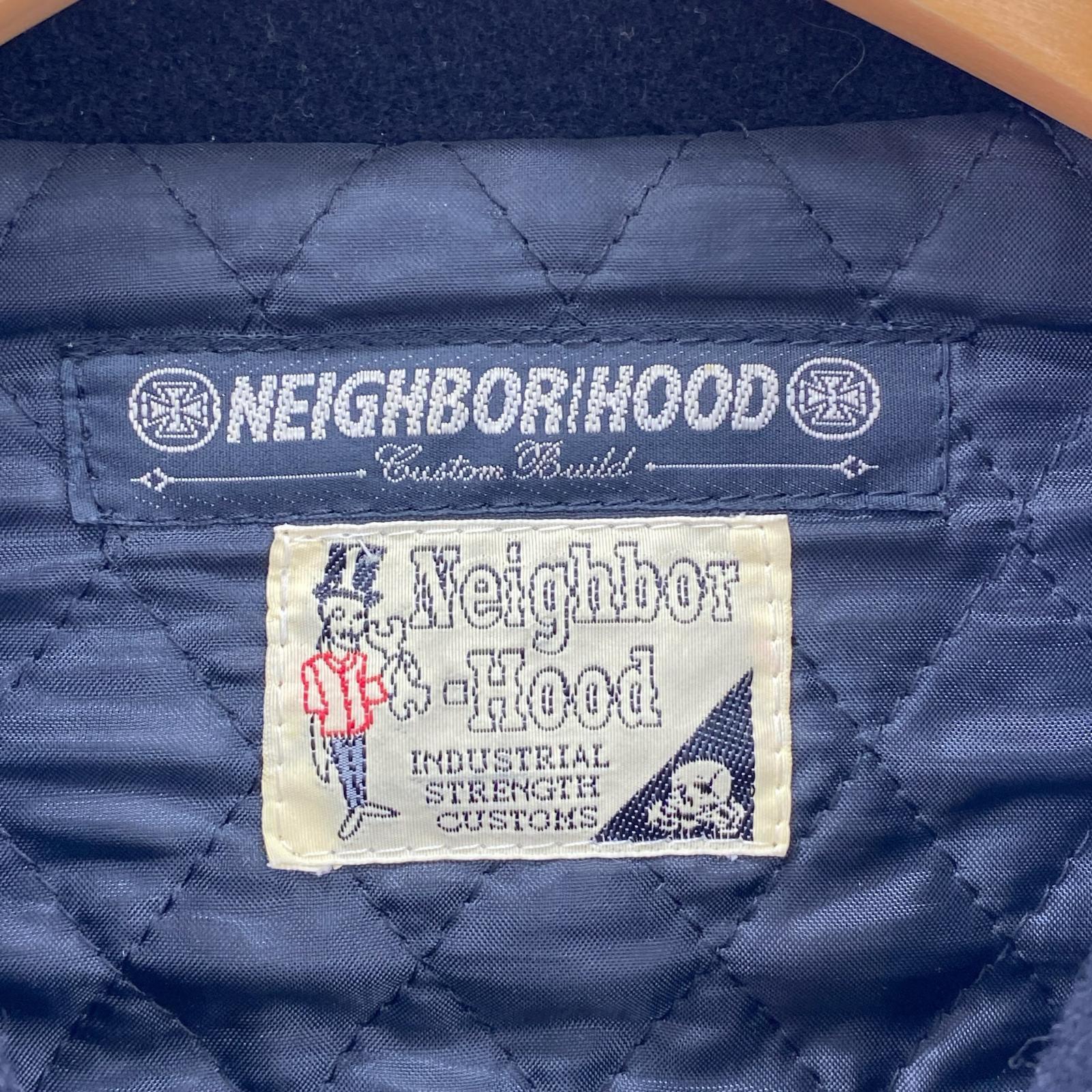 ジャケット NEIGHBORHOOD 90s 97年製 スタースタッズ 襟付き 刺繍 袖レザースタジャン L ブラック L