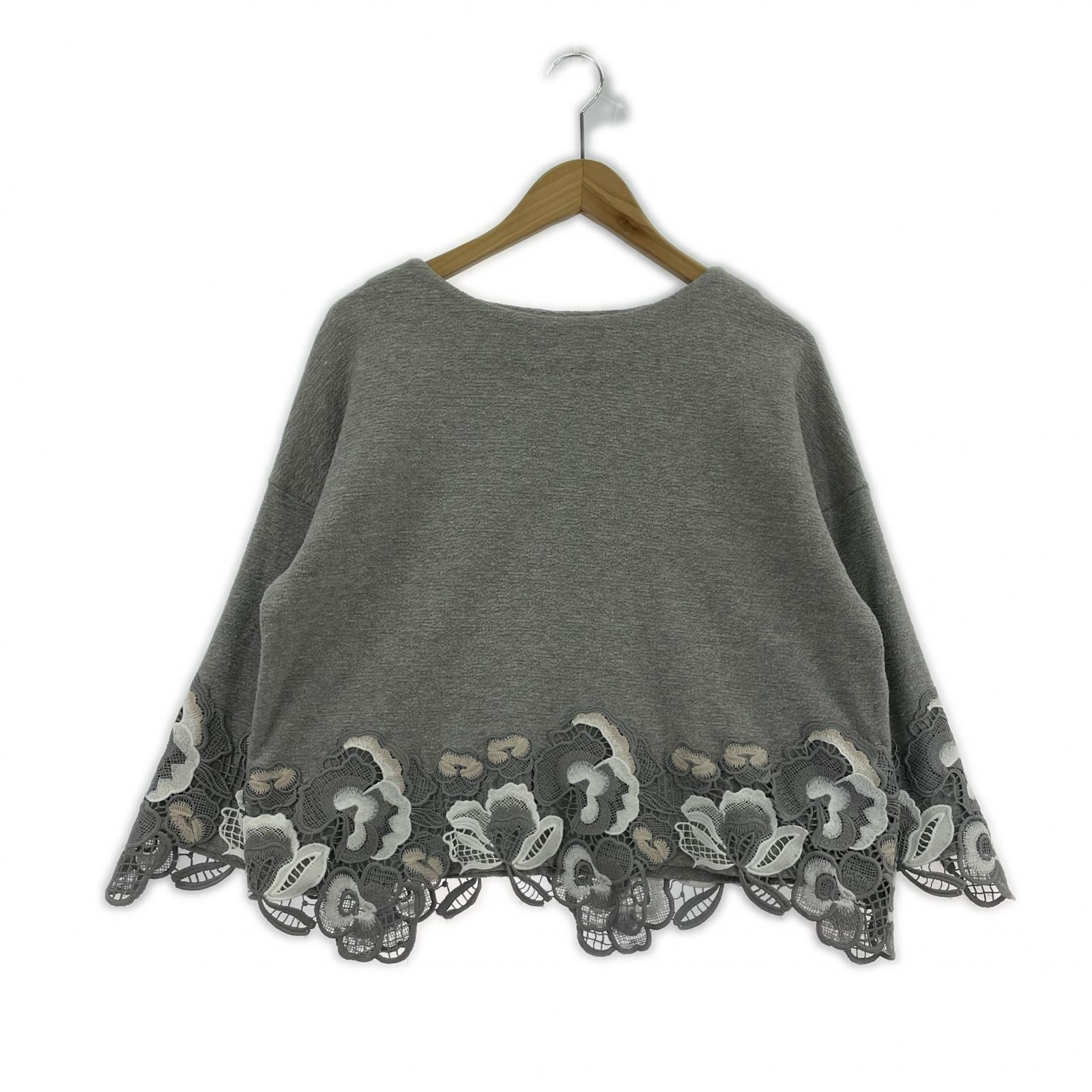 半袖Tシャツ レース カットソー グレー (36) 36 グレー