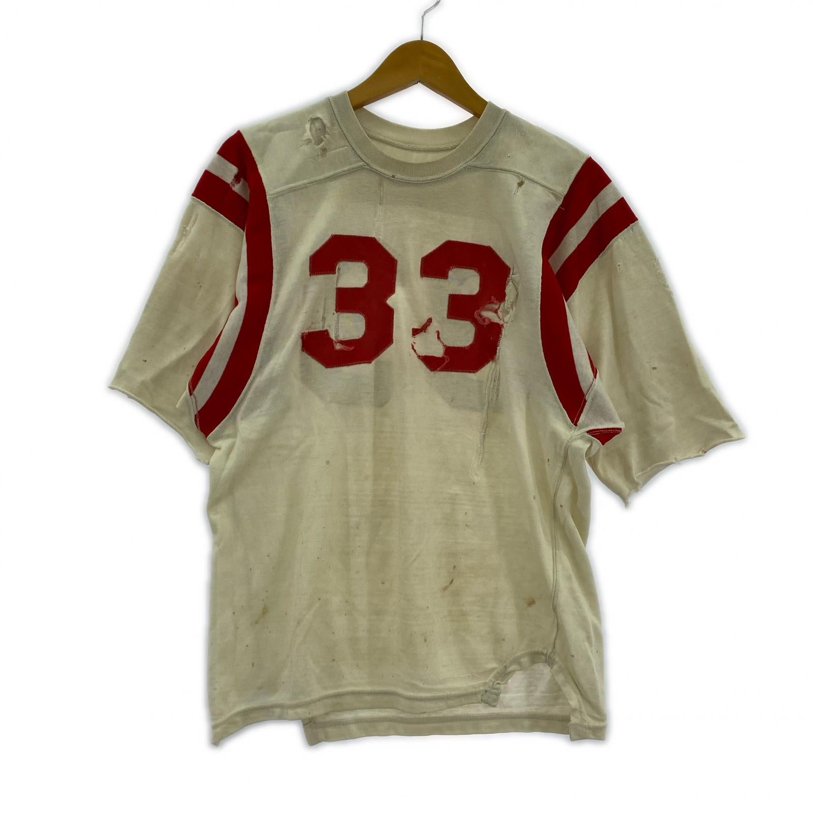 半袖Tシャツ 50s頃 フットボールT ホワイト ボロ