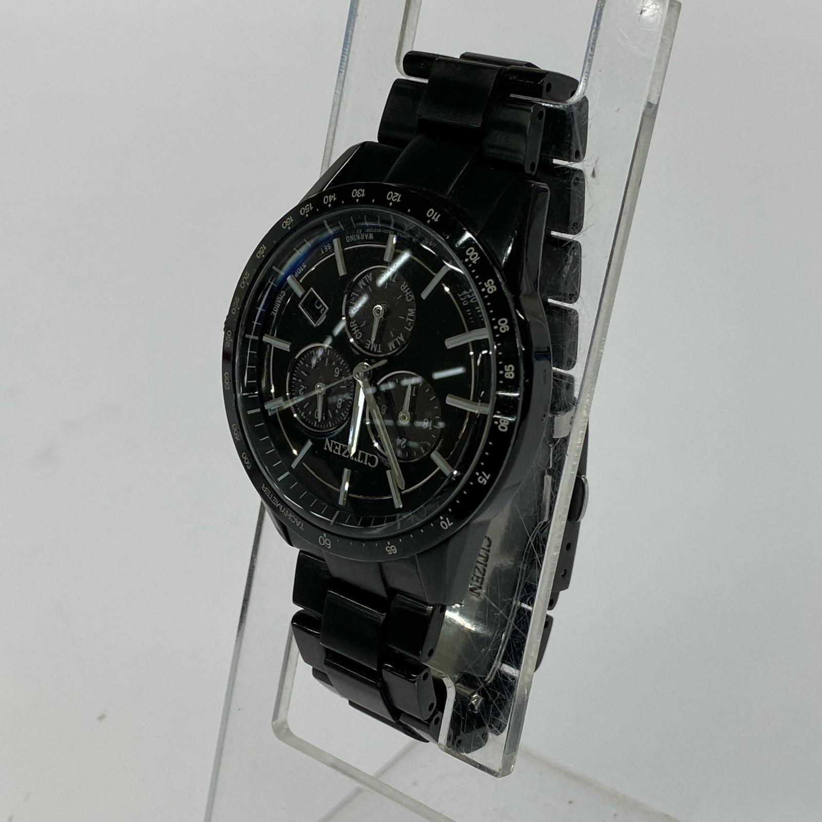 腕時計 CITIZEN ECO-DRIVE エコドライブ クロノグラフ E820-S12081 黒 ブラック