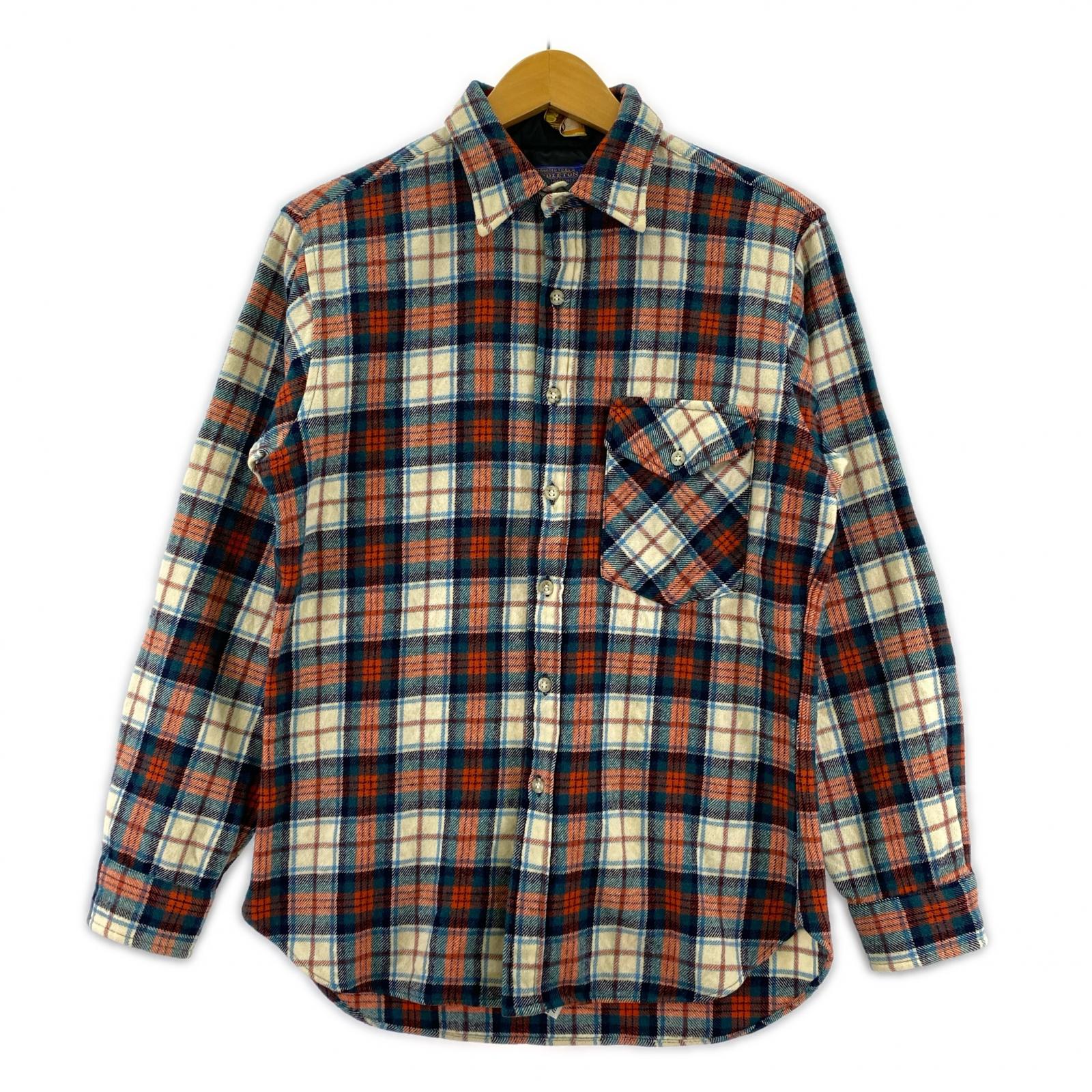 長袖シャツ 70s PENDLETON USA製 チェックウールシャツ 赤緑 (M) M
