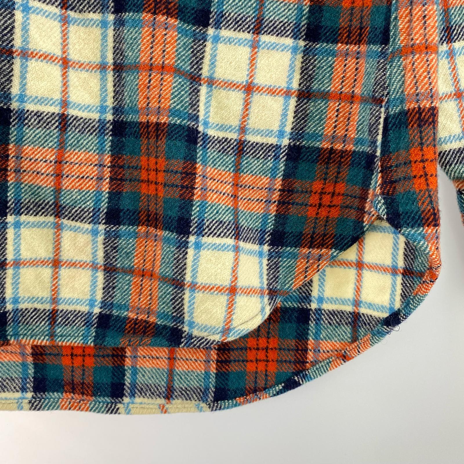 長袖シャツ 70s PENDLETON USA製 チェックウールシャツ 赤緑 (M) M