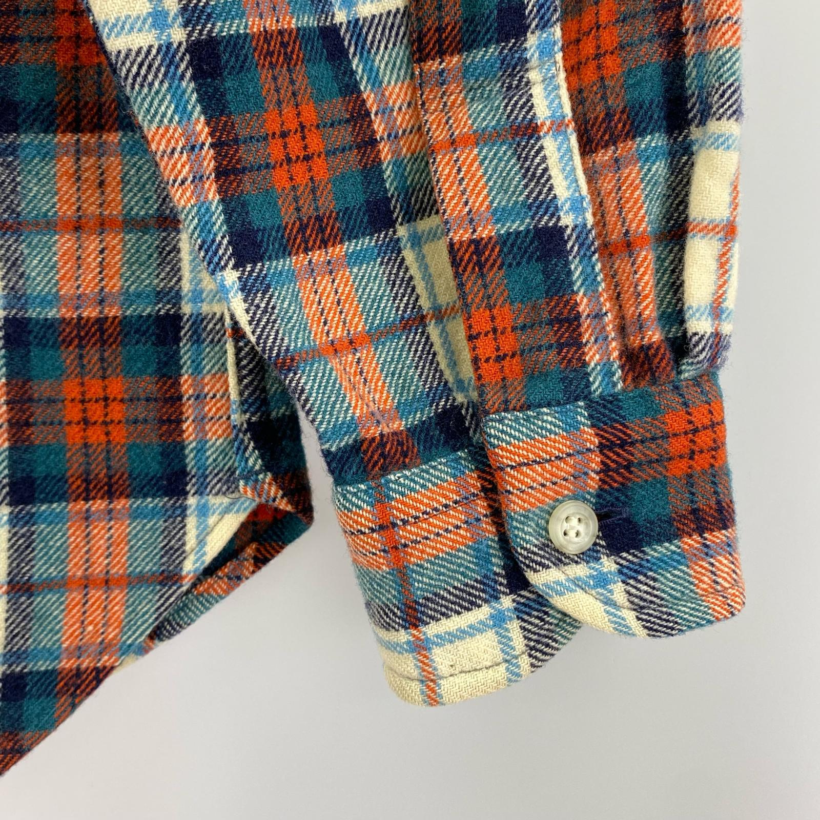 長袖シャツ 70s PENDLETON USA製 チェックウールシャツ 赤緑 (M) M