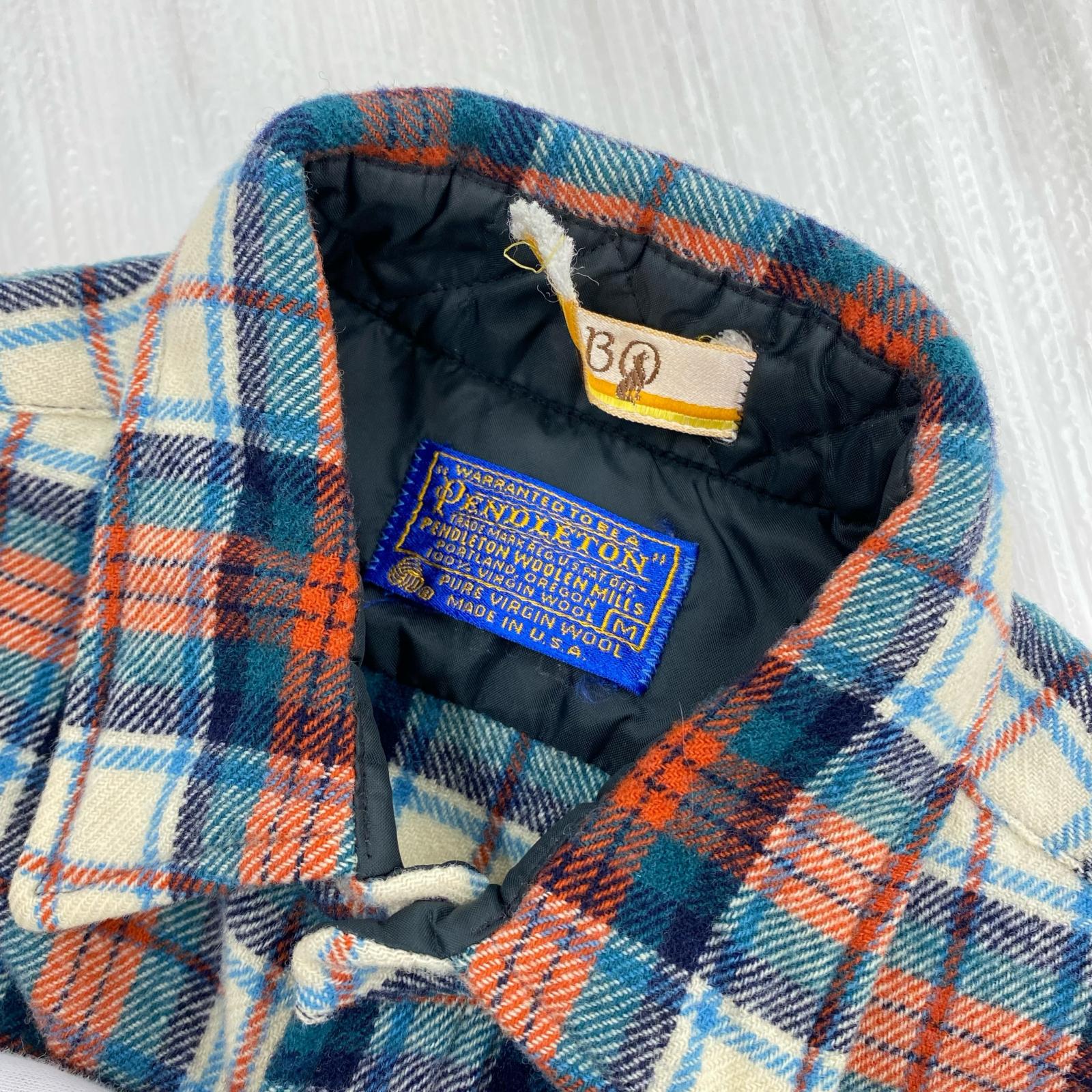 長袖シャツ 70s PENDLETON USA製 チェックウールシャツ 赤緑 (M) M