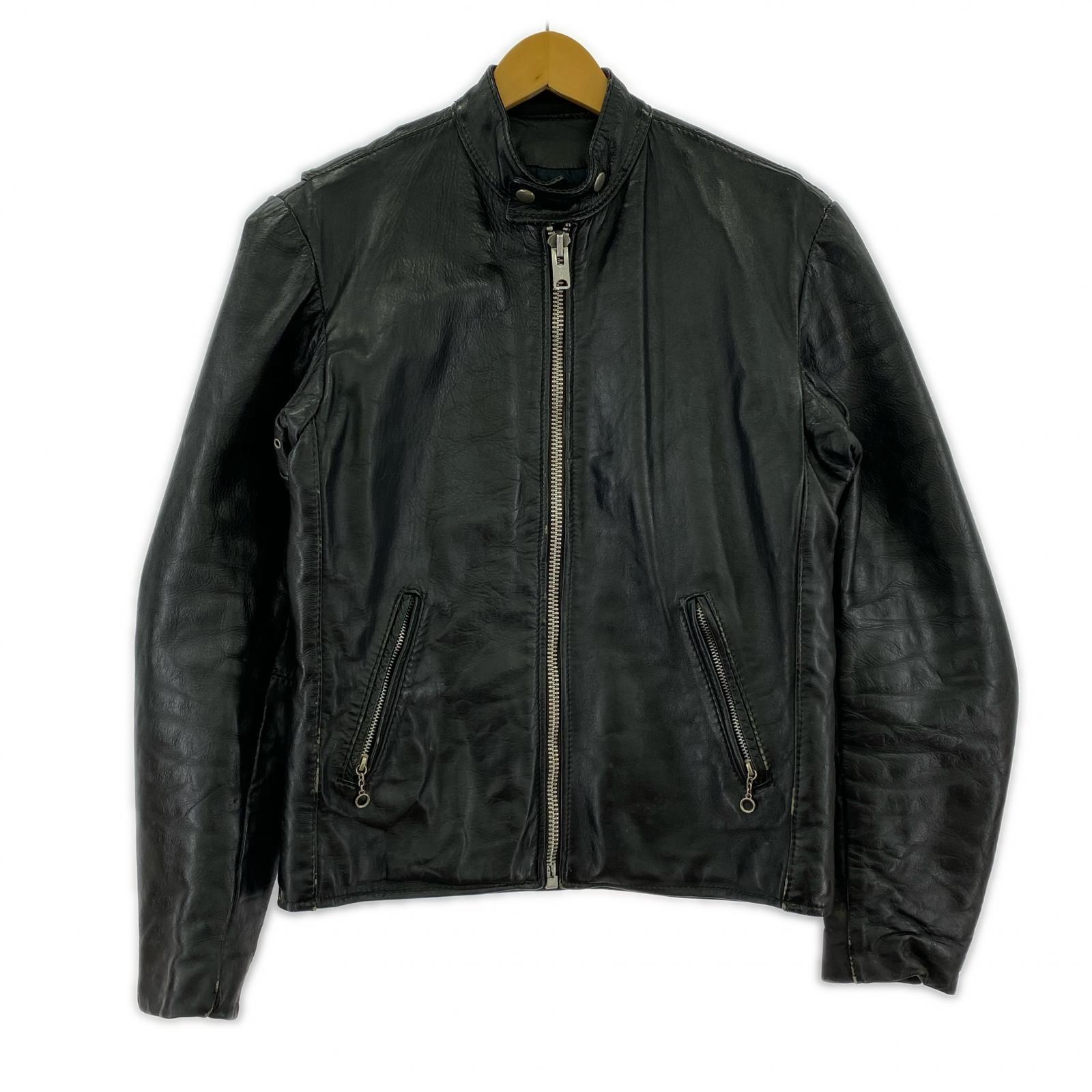 ライダースジャケット 70s VANSON 白タグ シングルライダースジャケット 黒 (36) 36 ブラック