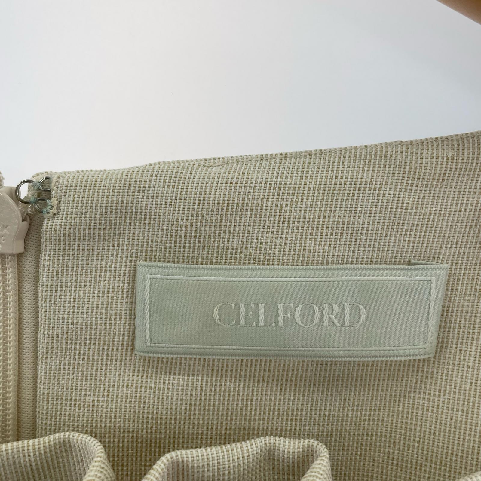 ワンピース CELFORD パールデザインフレアワンピース 36