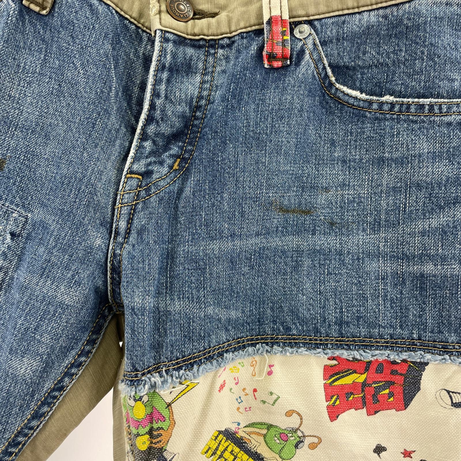 パンツ パッチワーク切替デニム M M