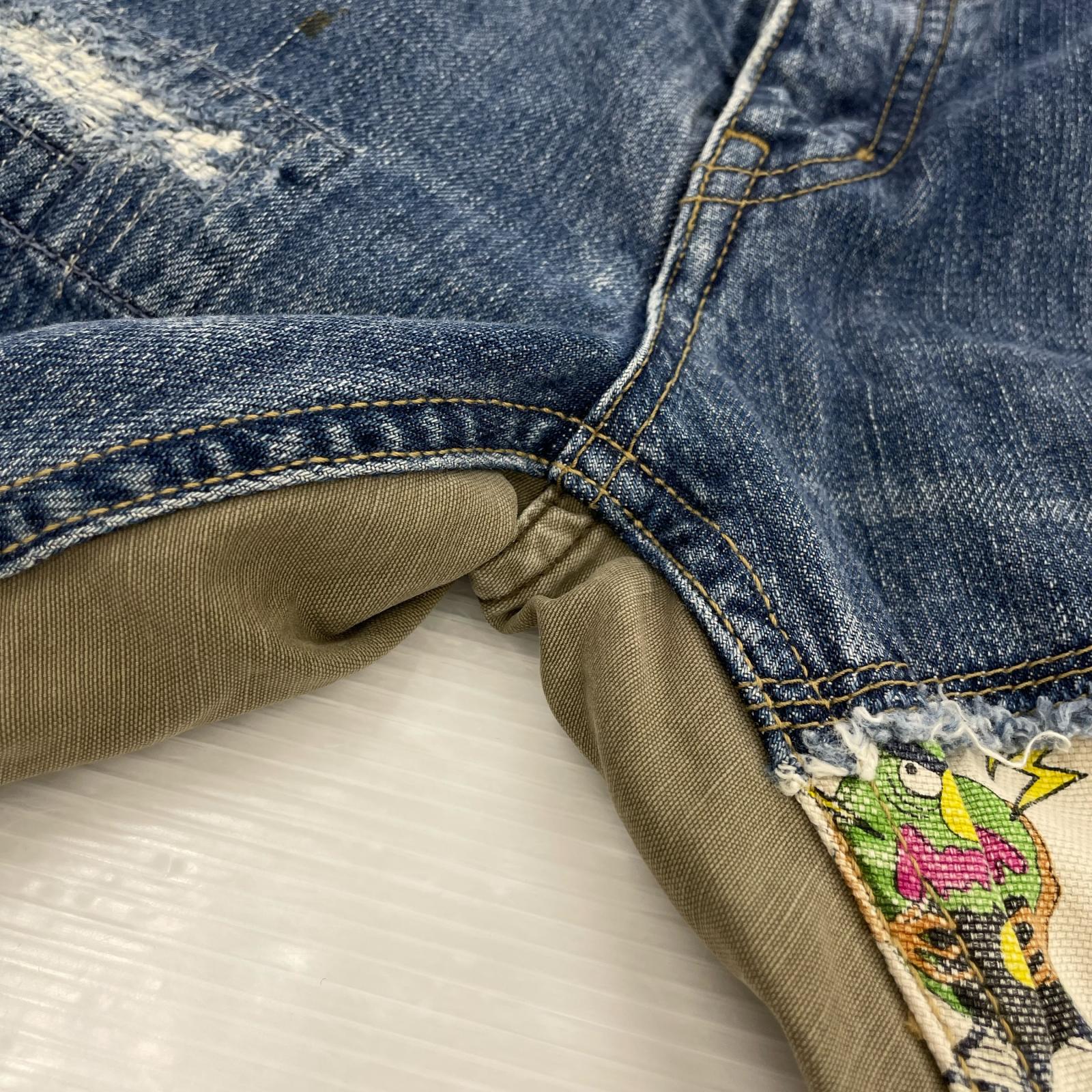 パンツ パッチワーク切替デニム M M