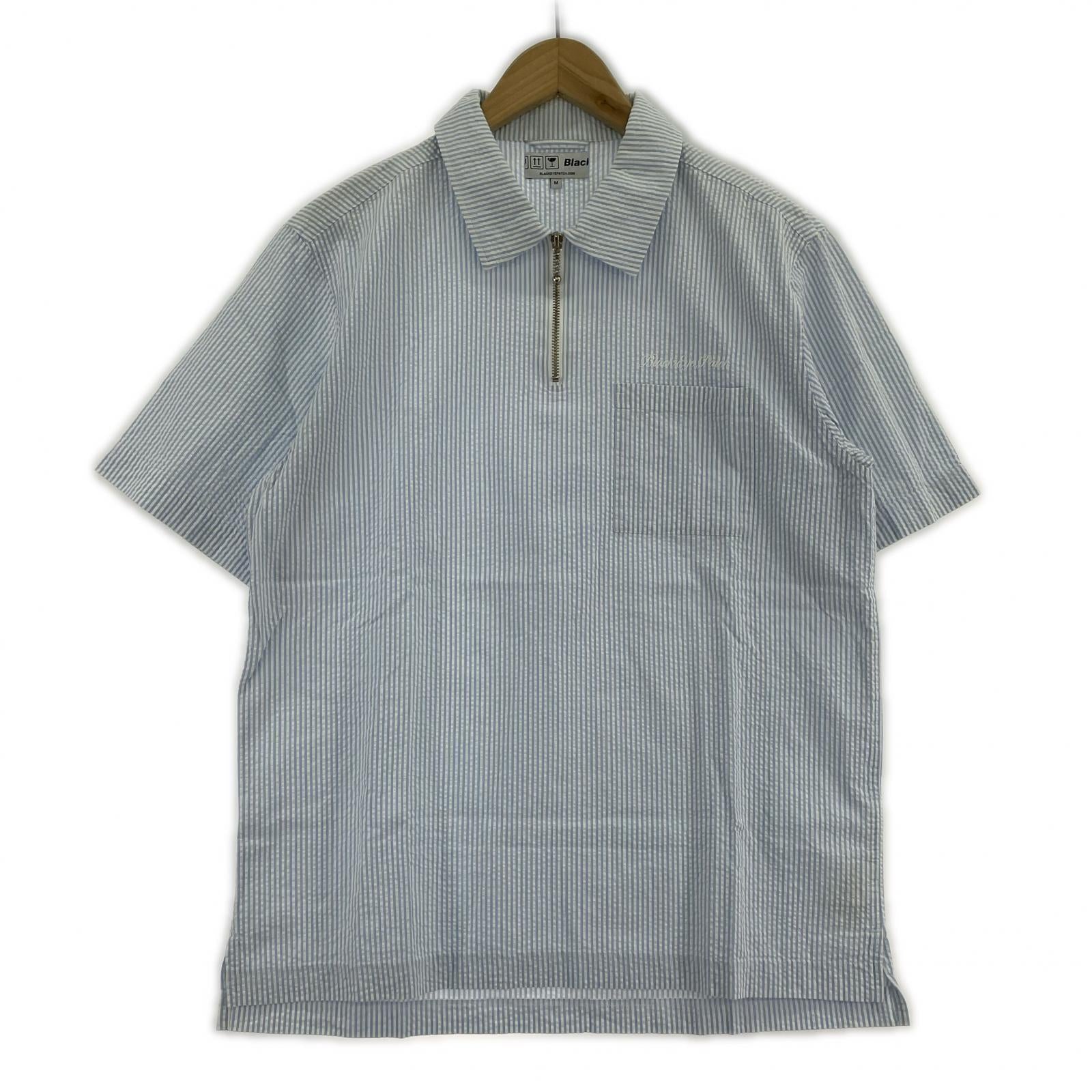 半袖シャツ ハーフジップ M M ブルー