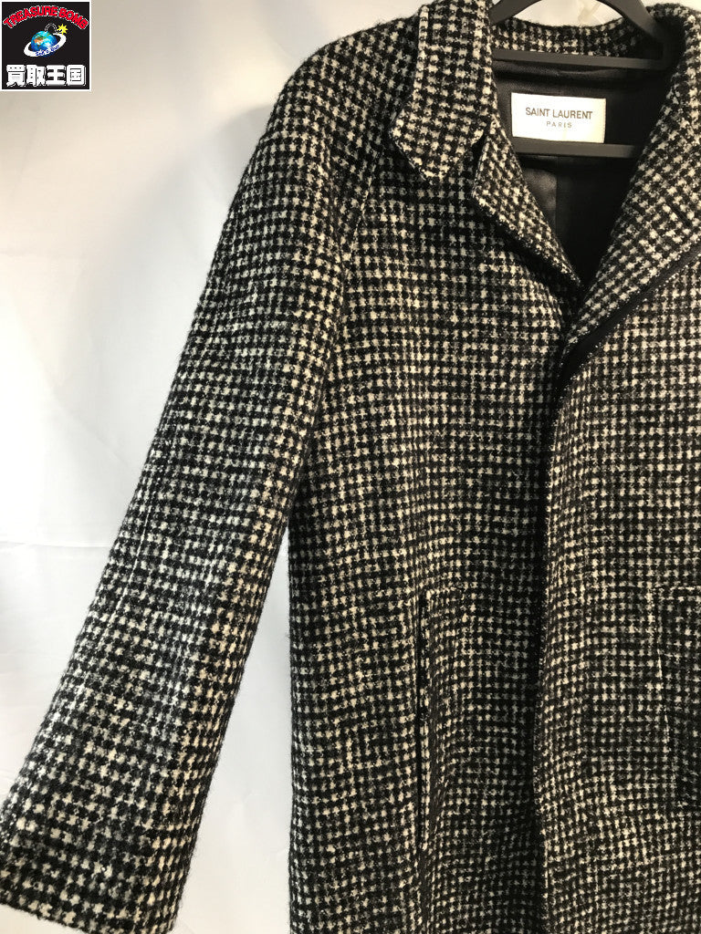 15AW SAINT LAURENT PARIS ハウンドトゥース ウールコー