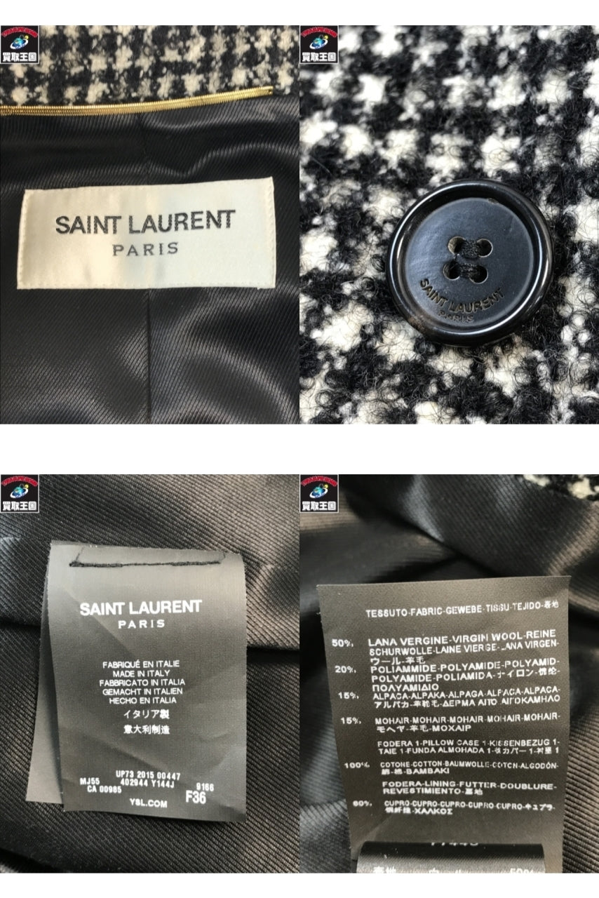 15AW SAINT LAURENT PARIS ハウンドトゥース ウールコー