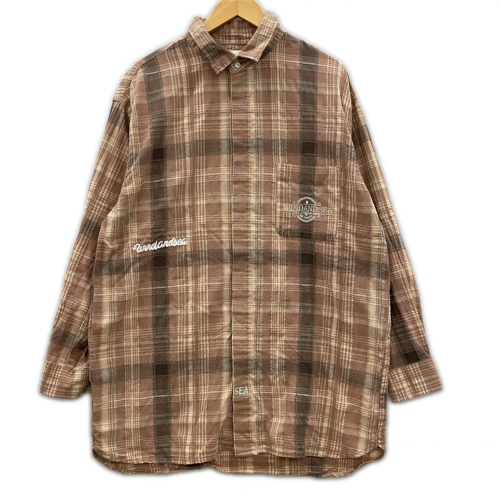 長袖シャツ WIND AND SEA Plaid shirt L L ブラウン