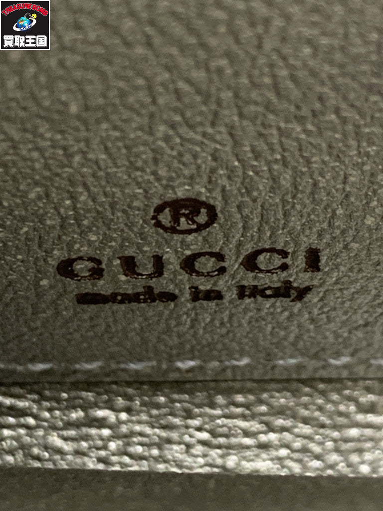 GUCCI GGマーモント リザード ジップウォレット シルバー 644406