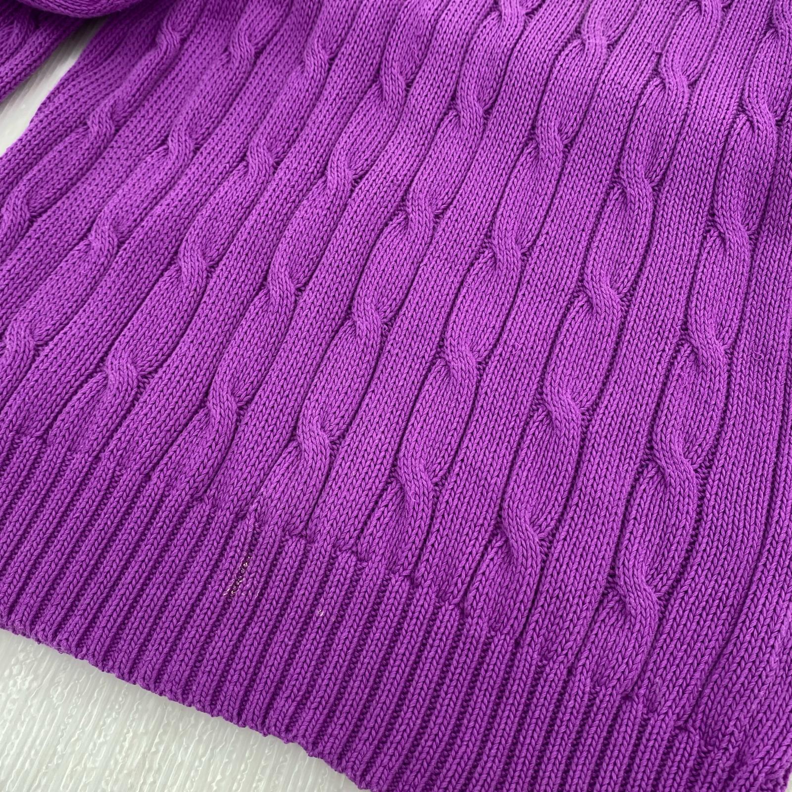 ニット コットンケーブルニット M M パープル
