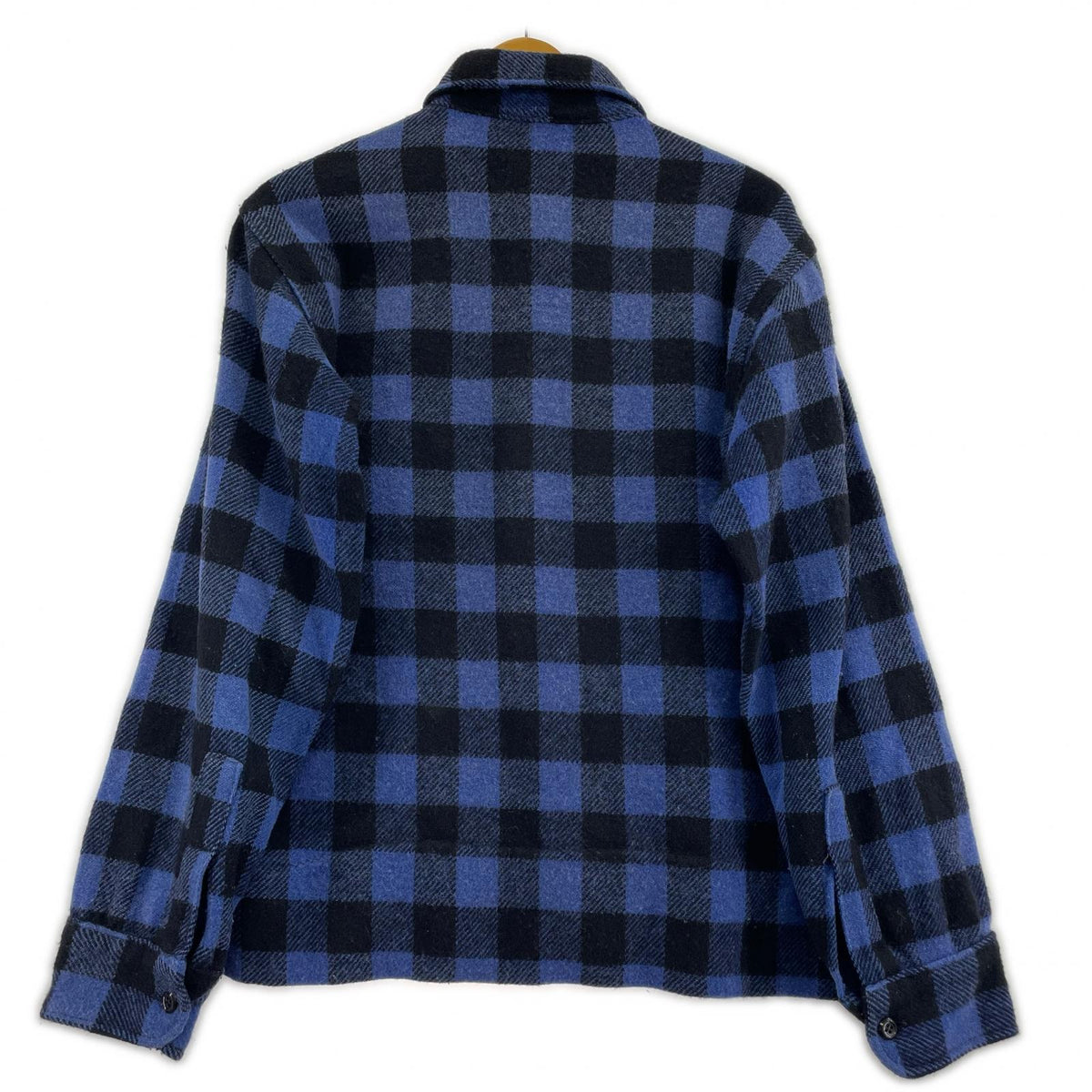 長袖シャツ 70s ウールチェックシャツ(M) M ブルー