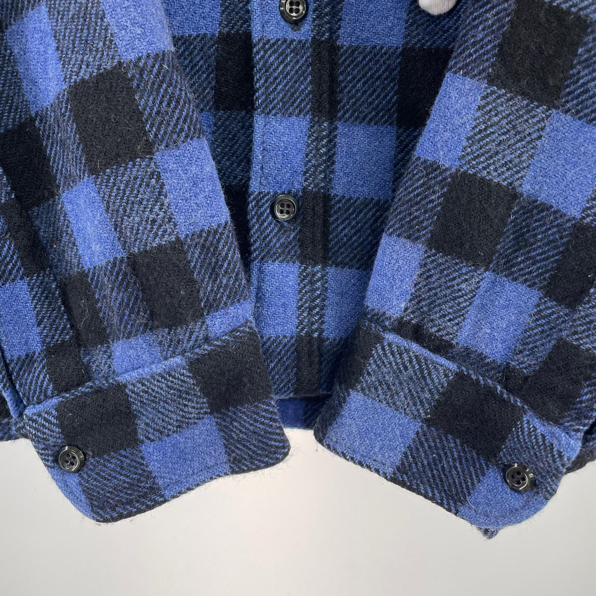 長袖シャツ 70s ウールチェックシャツ(M) M ブルー