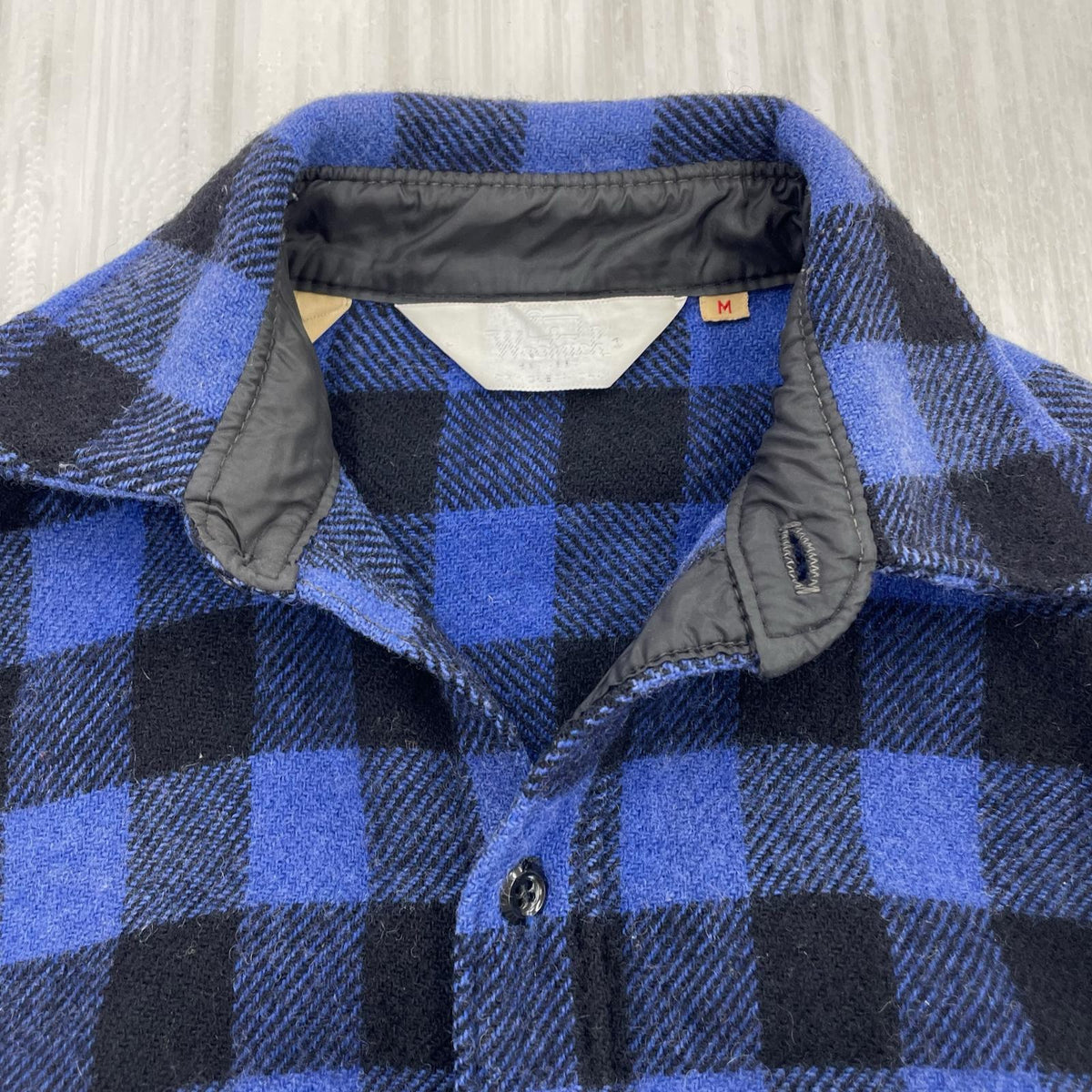 長袖シャツ 70s ウールチェックシャツ(M) M ブルー