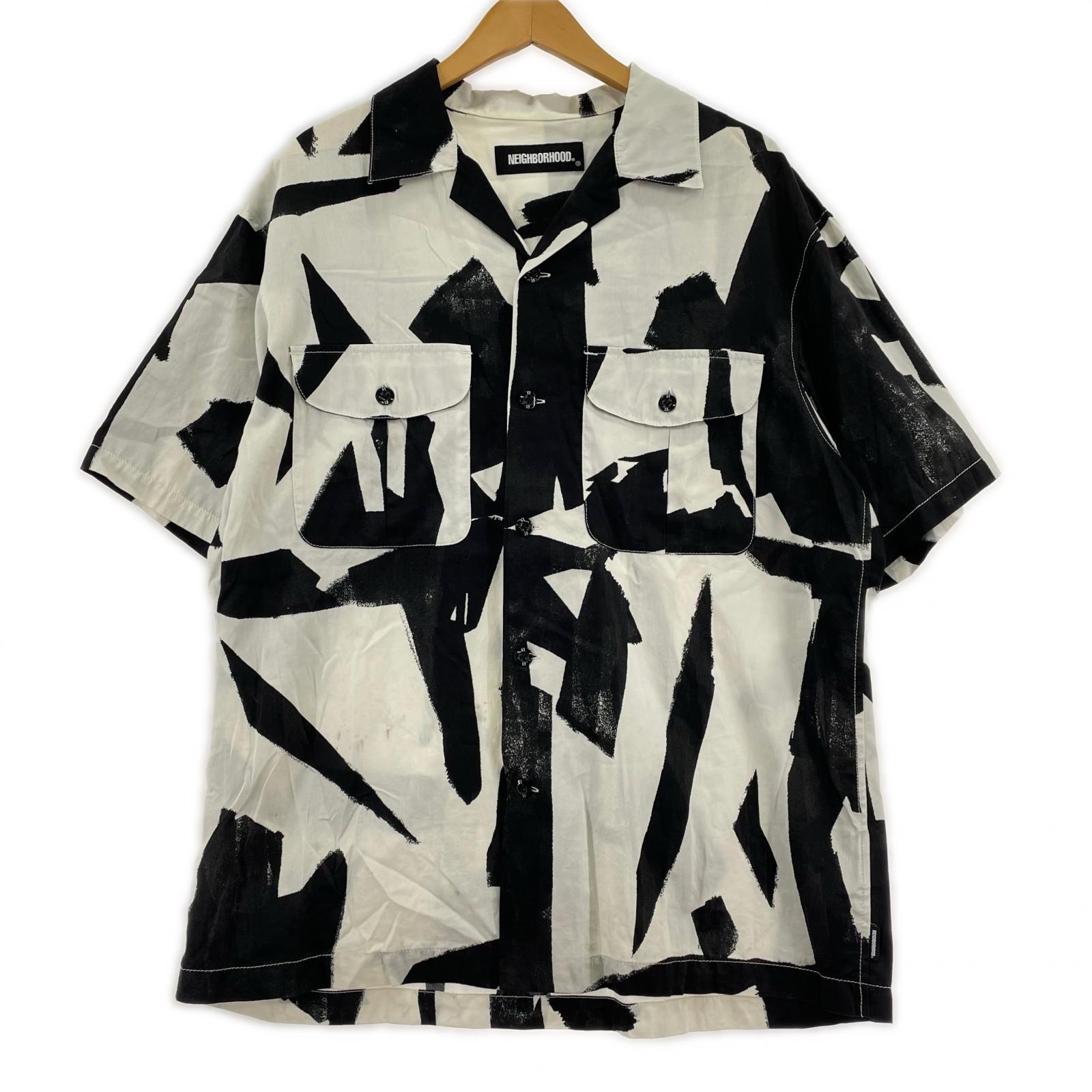 半袖シャツ B4D/C-SHIRT.SS 総柄シャツ BLK/WHT (M) M