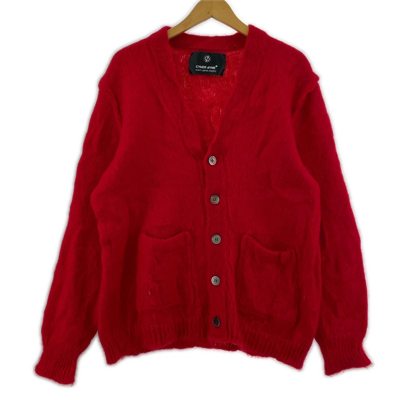 カーディガン CYbER dYNE Libbit Mohair モヘヤ混カーディガン レッド レッド