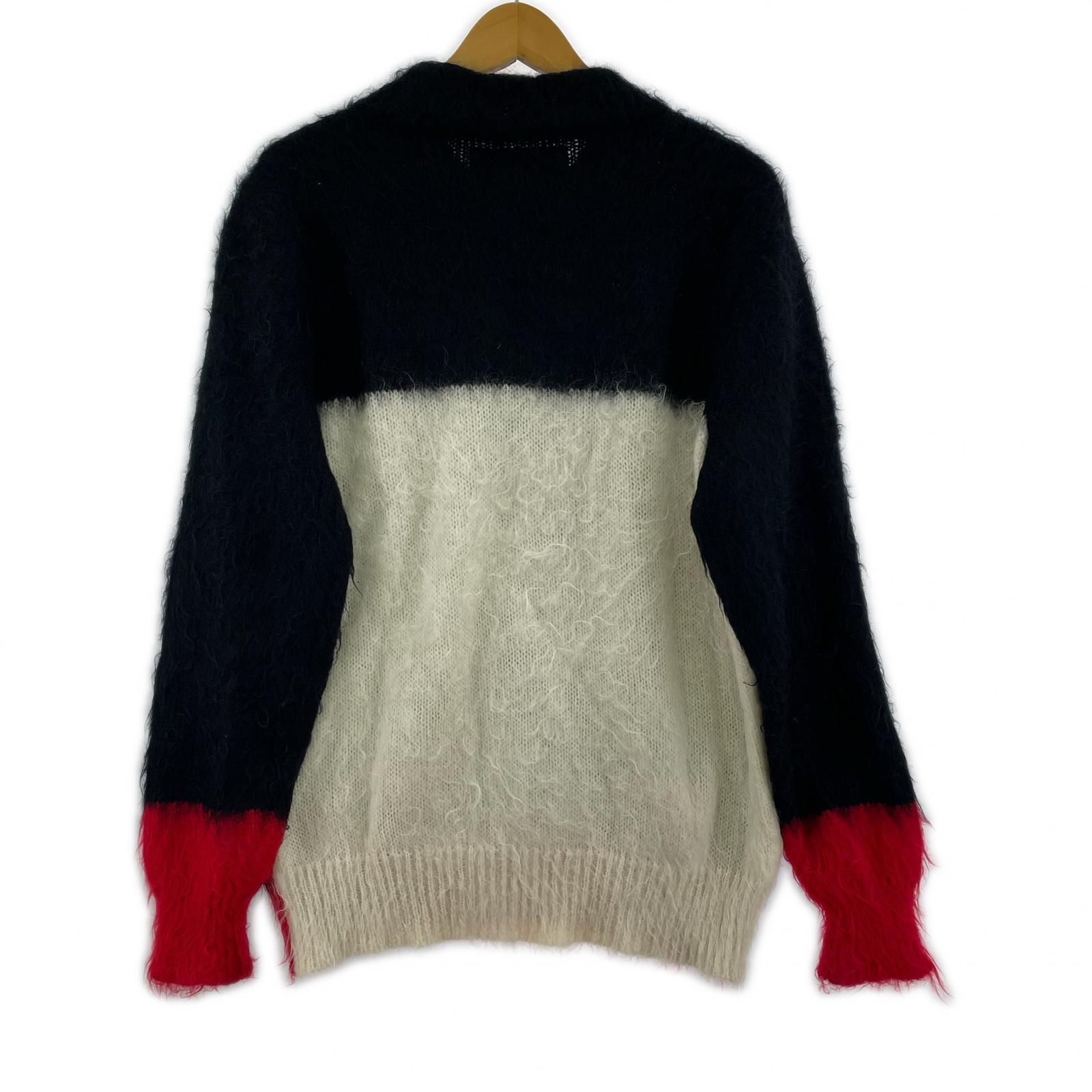 ニット CYbER dYNE Libbit mohair パネル切替モヘヤ混ニット ブラック×レッド×ホワイト