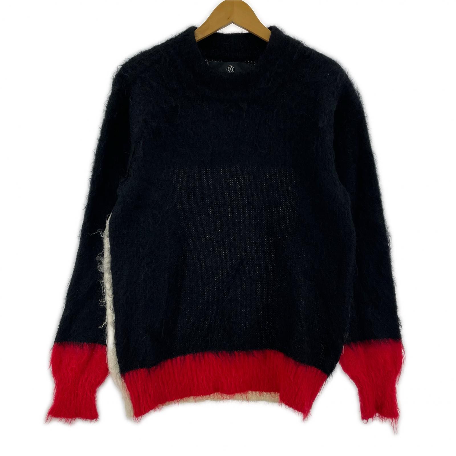 ニット CYbER dYNE Libbit mohair パネル切替モヘヤ混ニット ブラック×レッド×ホワイト