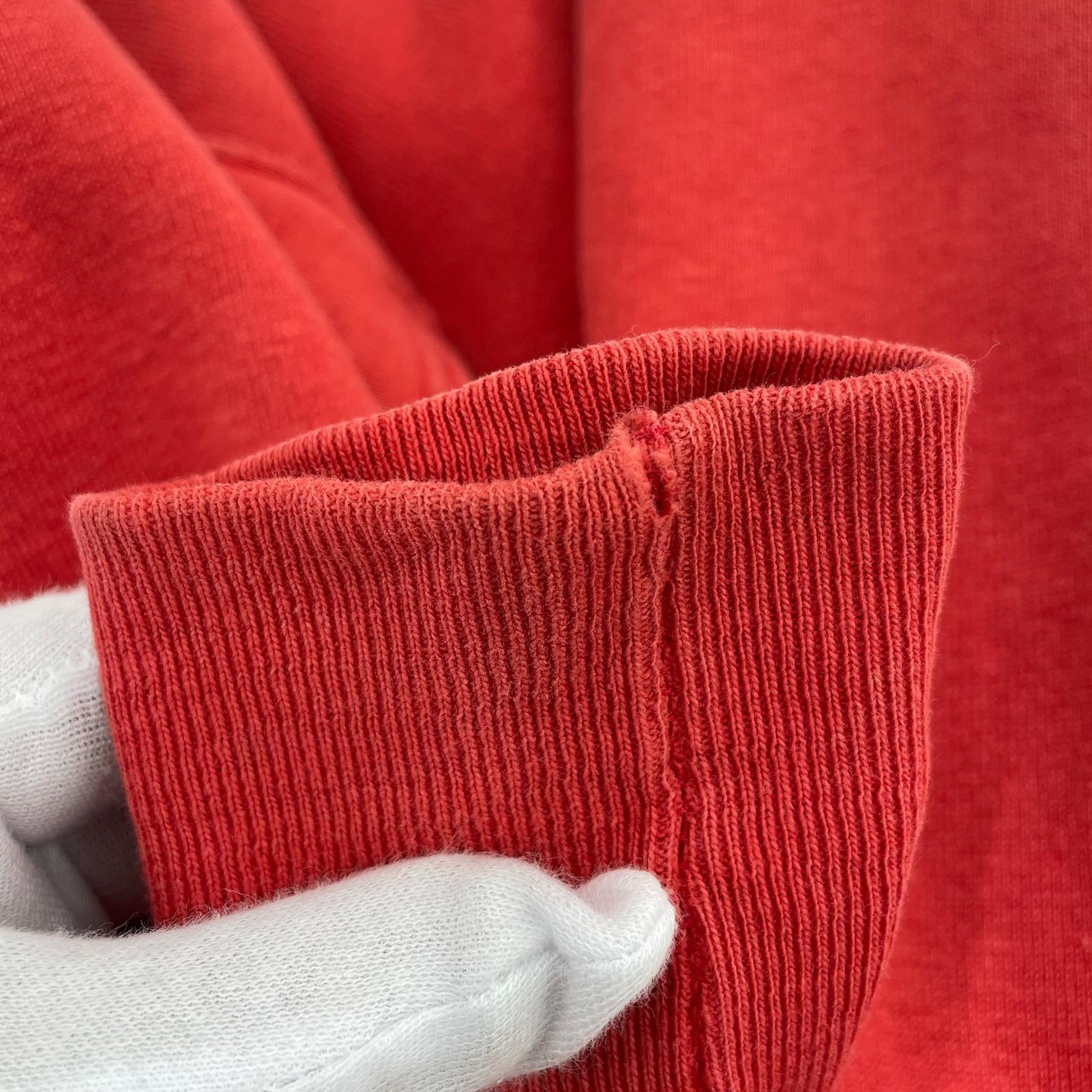 パーカー 70s REVERSE WEAVE 赤単色タグ 3連ラバープリント (M) M レッド
