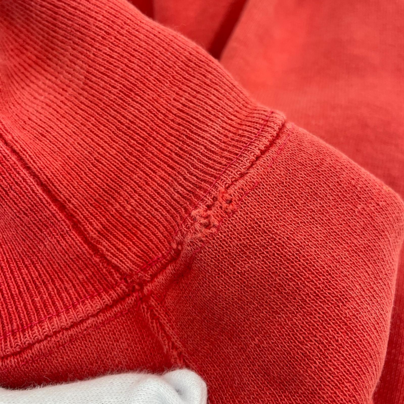 パーカー 70s REVERSE WEAVE 赤単色タグ 3連ラバープリント (M) M レッド