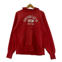 パーカー 70s REVERSE WEAVE 赤単色タグ 3連ラバープリント (M) M レッド