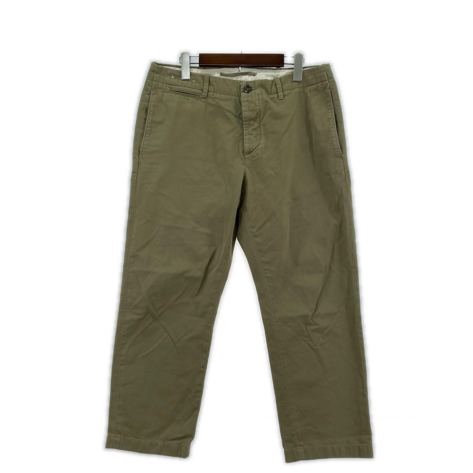 パンツ YCHAI コットン ボタンフライテーパードチノパンツ 32 カーキ