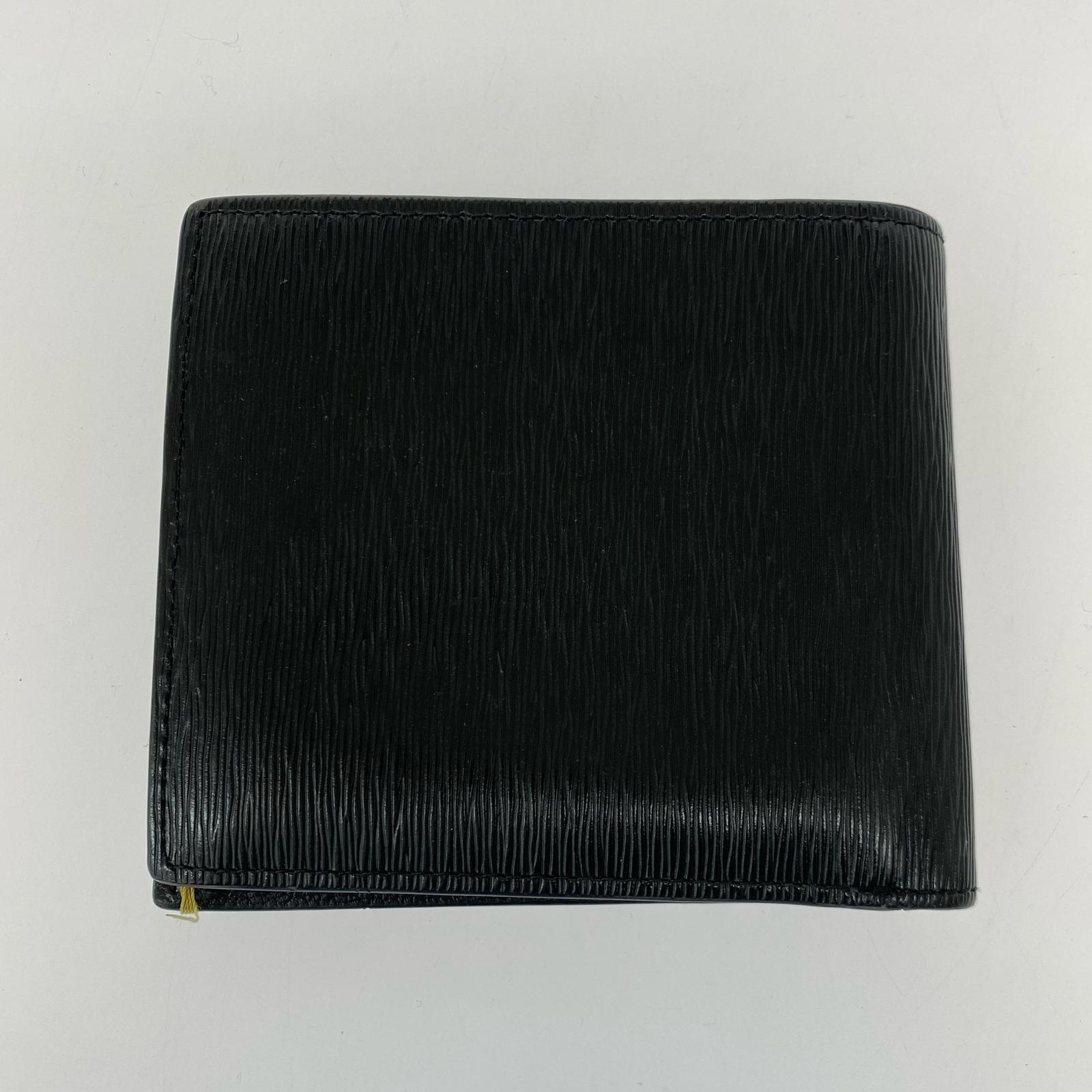 コンパクトウォレット 二つ折り財布/レザー/黒 ブラック