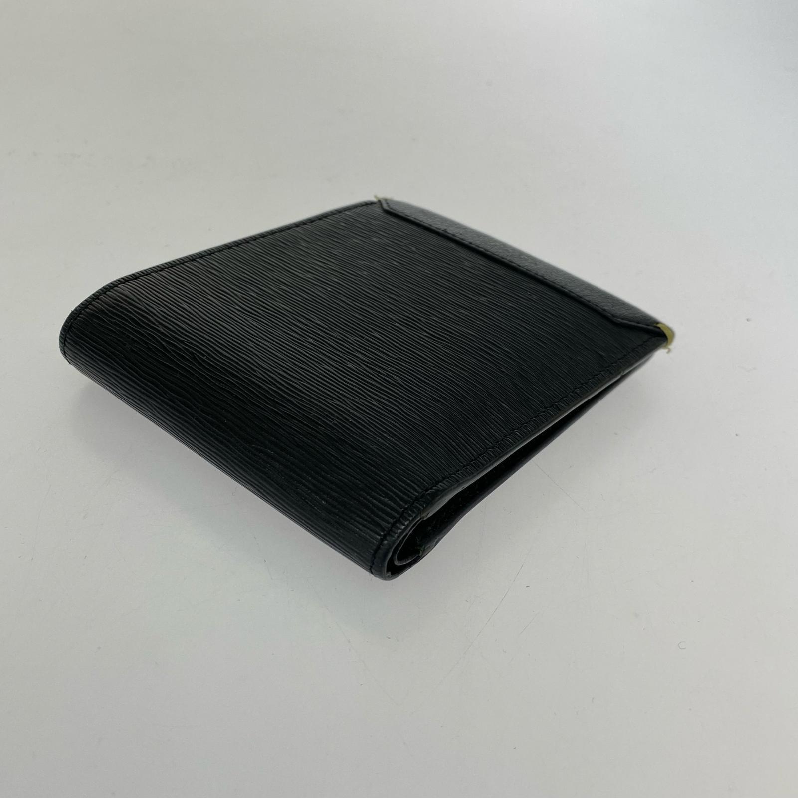 コンパクトウォレット 二つ折り財布/レザー/黒 ブラック