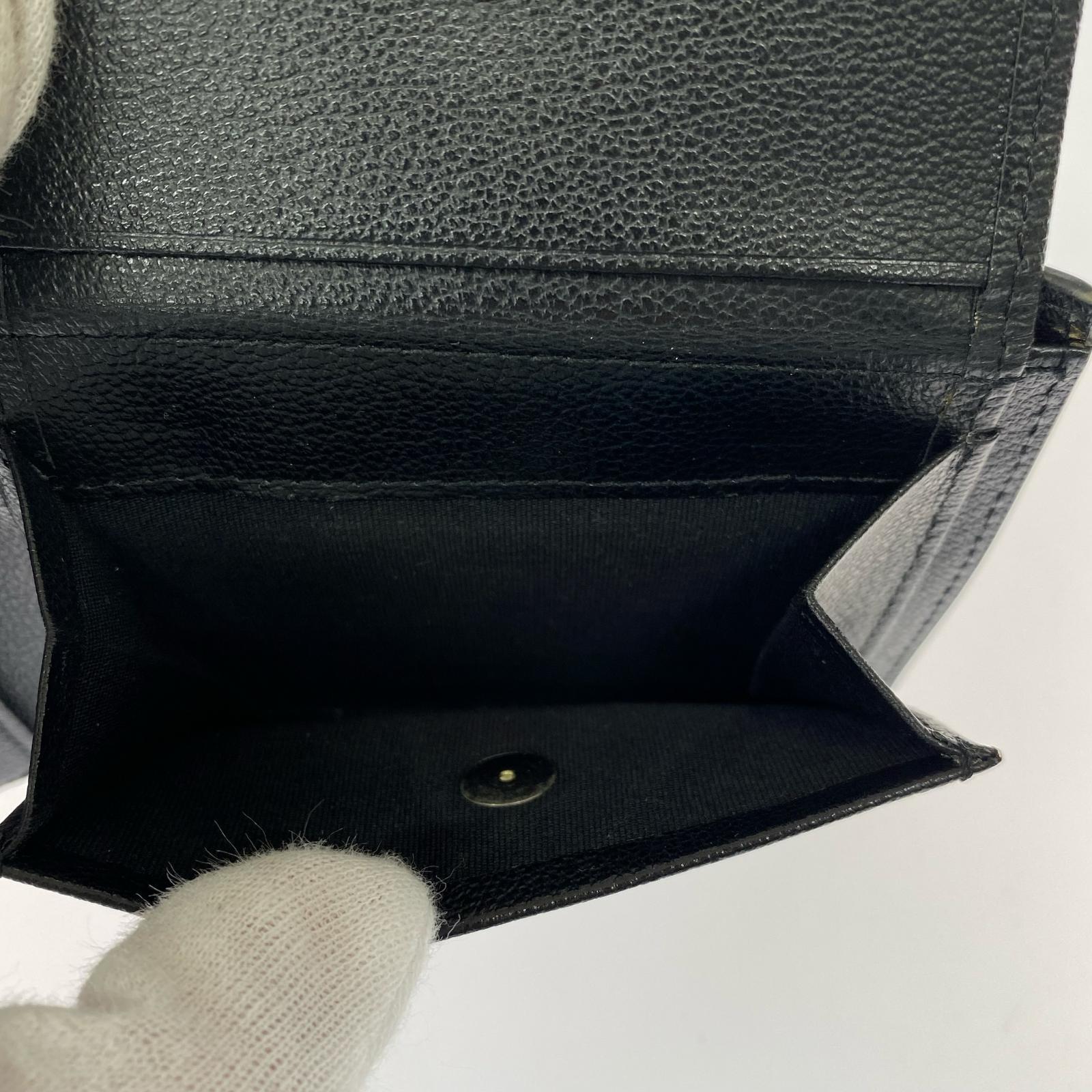 コンパクトウォレット 二つ折り財布/レザー/黒 ブラック