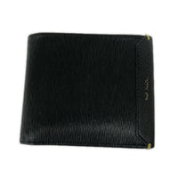 コンパクトウォレット 二つ折り財布/レザー/黒 ブラック