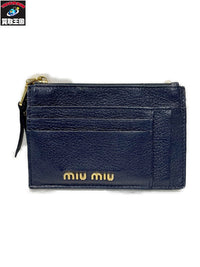 miumiu レザーカードコインケース 紺