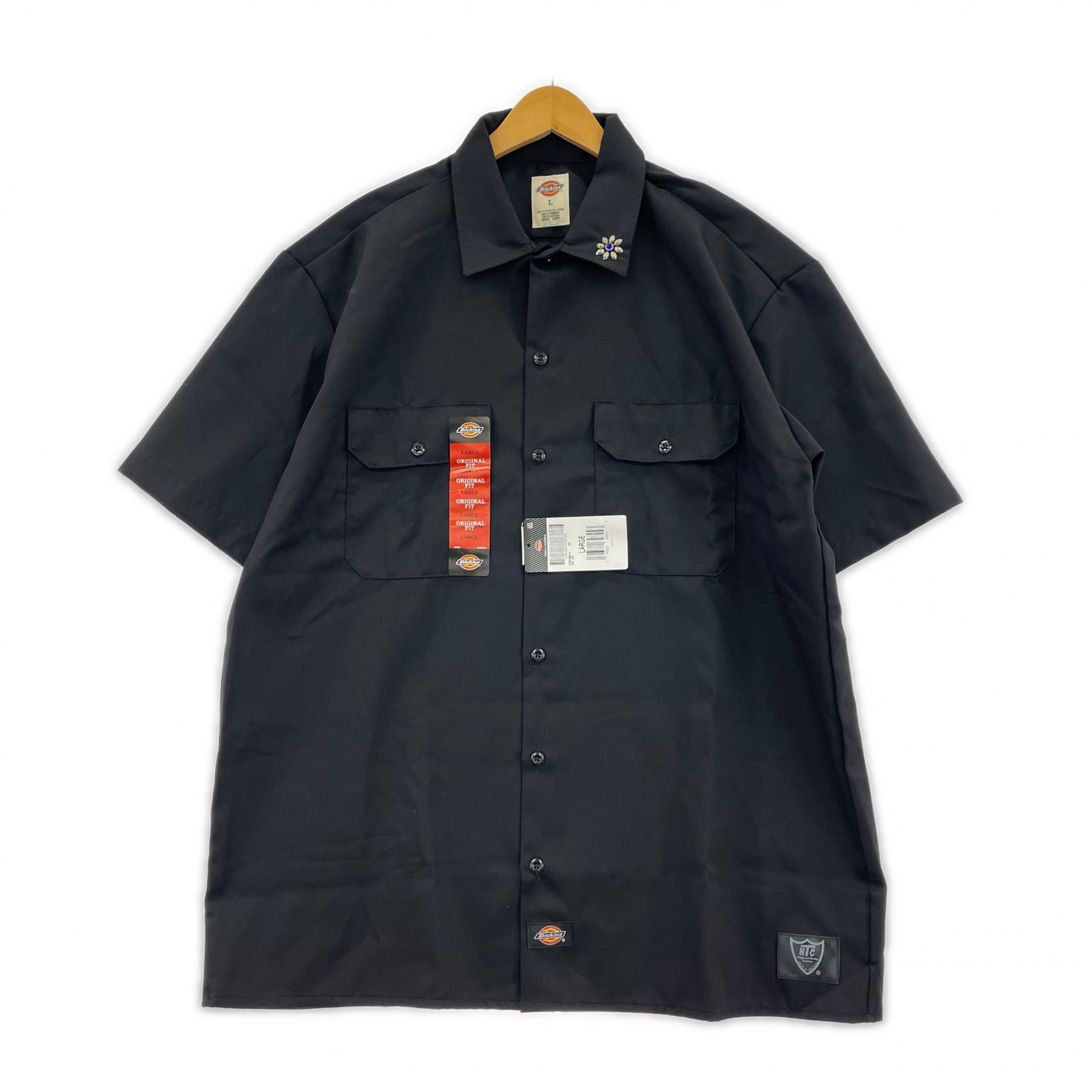 半袖シャツ ×HTC FLOWER STONE WORK SHIRTS L L ブラック
