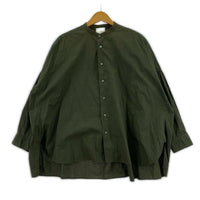 長袖シャツ ノーカラーシャツ KHK フリー