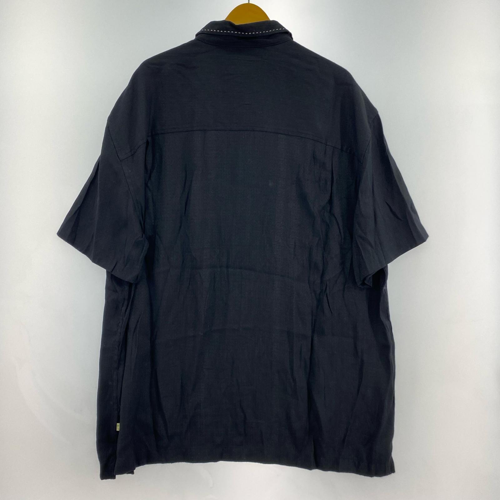 半袖シャツ レーヨンキューバシャツ (XL) ブラック
