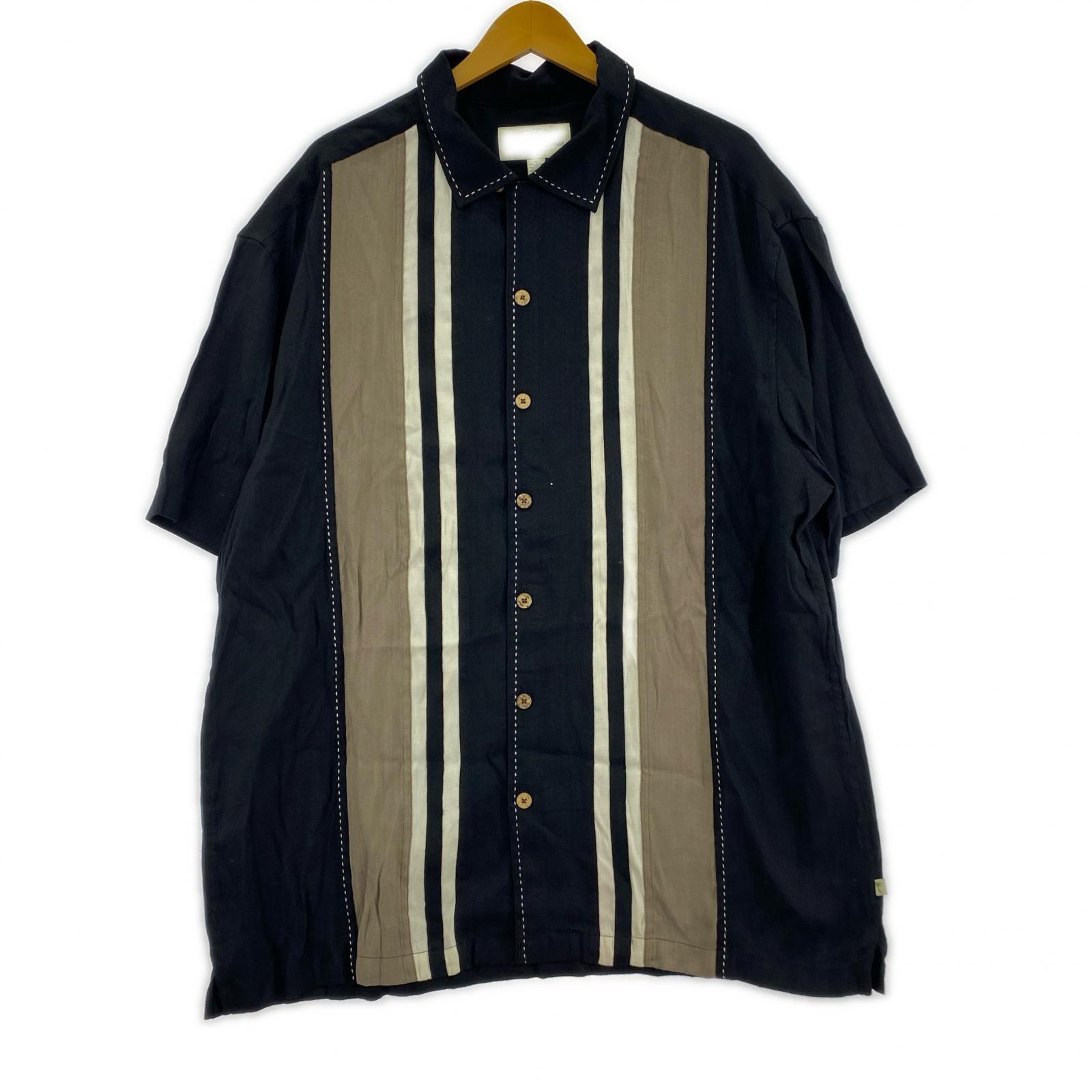 半袖シャツ レーヨンキューバシャツ (XL) ブラック