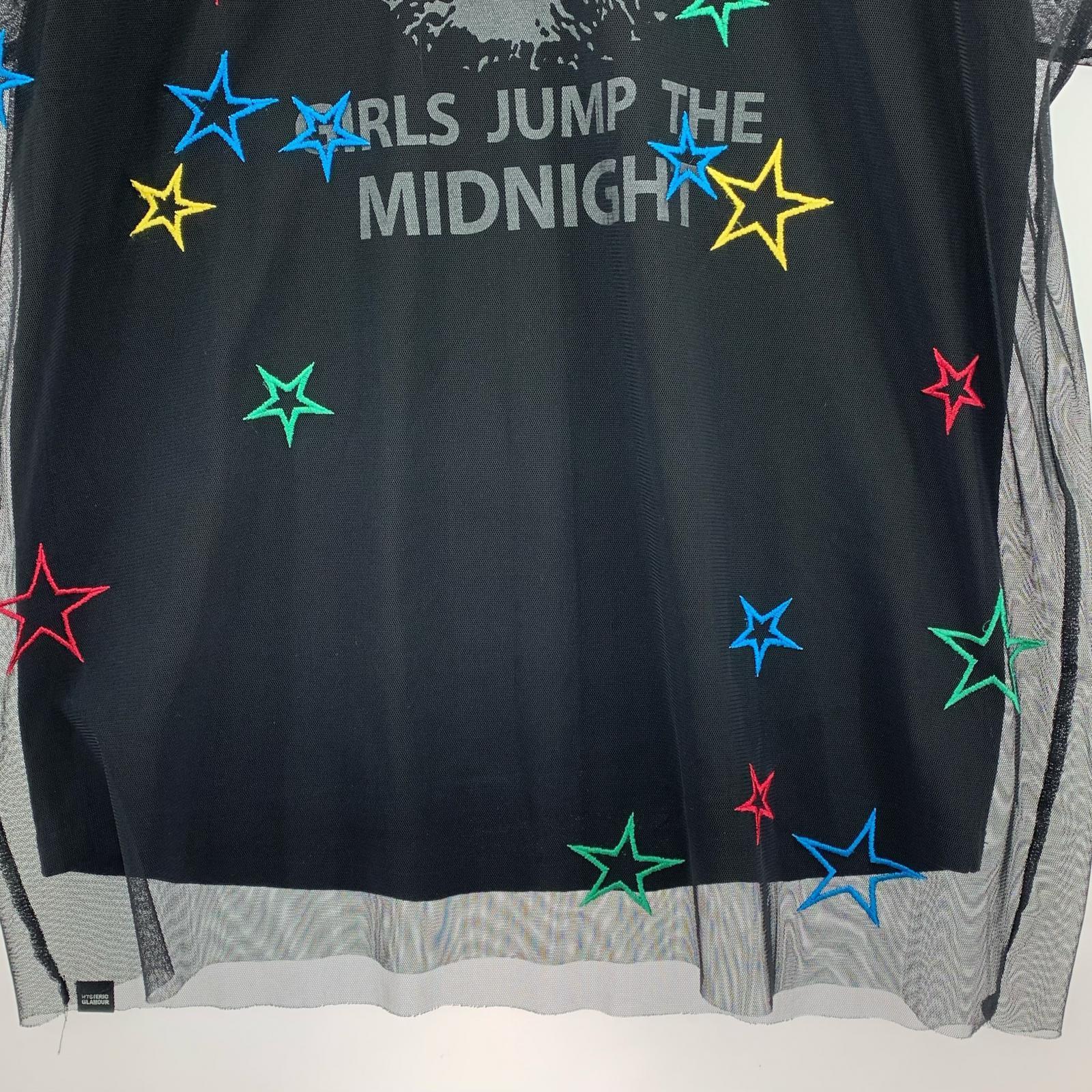 半袖Tシャツ GIRLS JUMP THE MIDNIGHT ビッグTシャツ 黒 (F) フリー ブラック