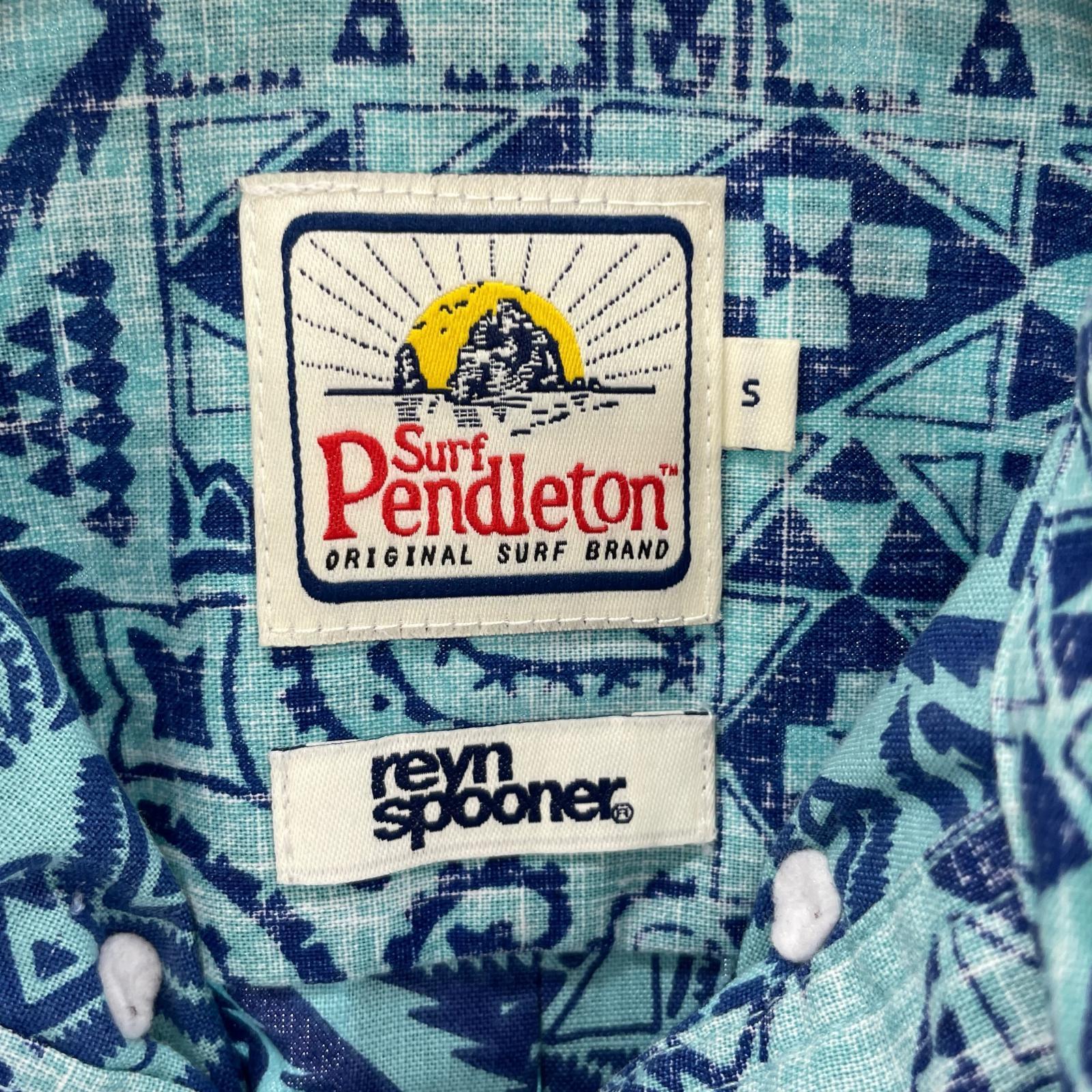 半袖シャツ ×Surf Pendleton ハーフボタン アロハシャツ 水色 (S) S ブルー