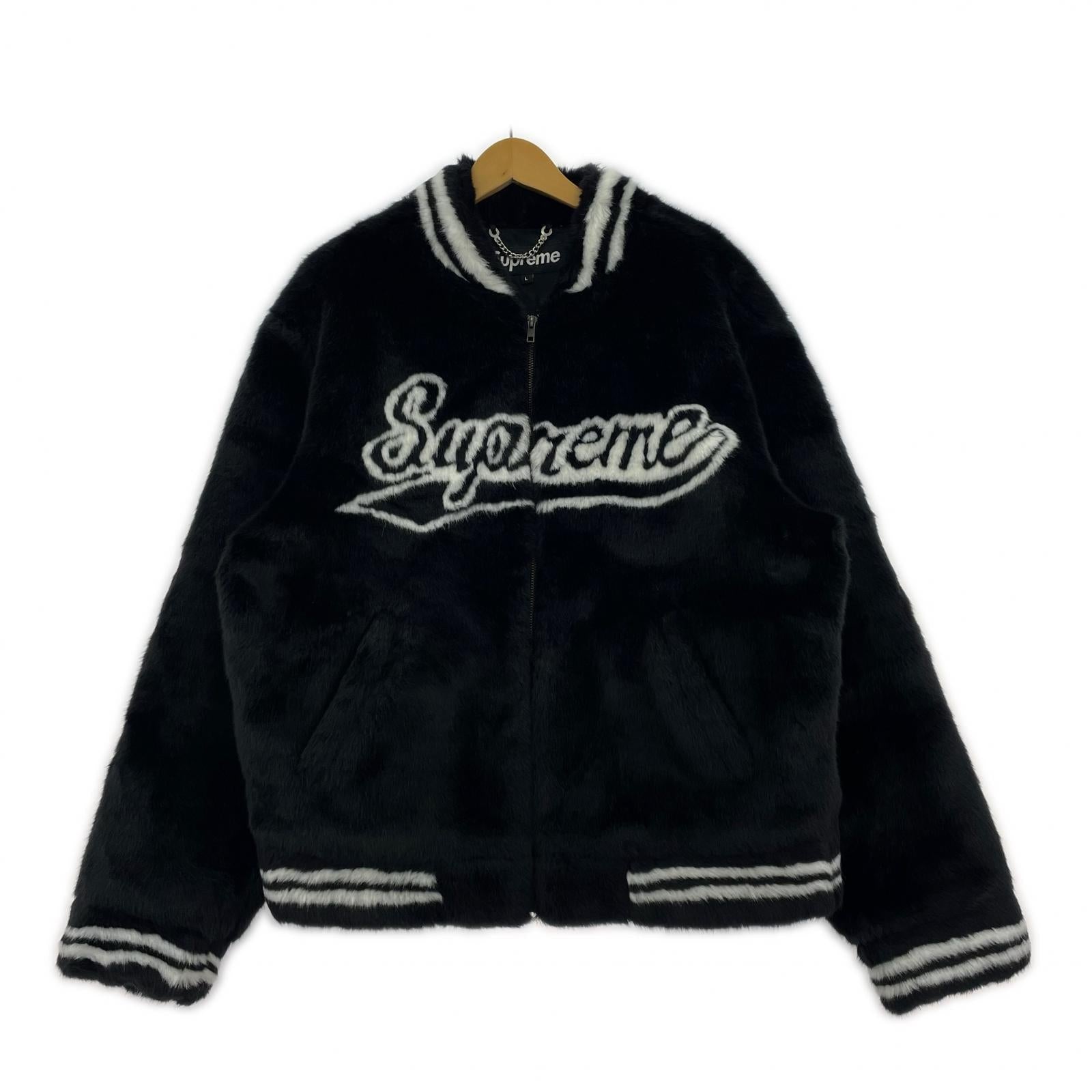 ジャケット 20SS Faux Fur Varsity Jacket BLK L L ブラック