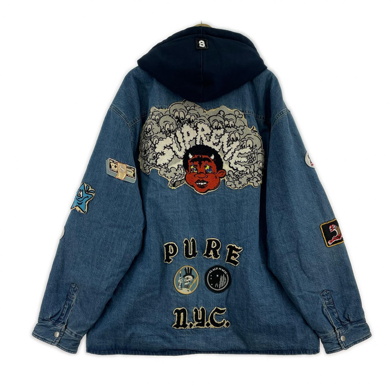 ジャケット Patches Hooded Zip Up Shirt ブルー