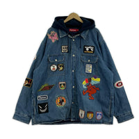 ジャケット Patches Hooded Zip Up Shirt ブルー