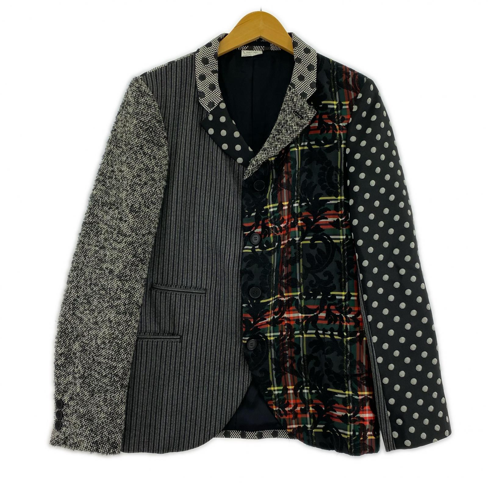 テーラードジャケット HOMME PLUS 12AW 異素材切替 テーラードジャケット グレー XS グレー
