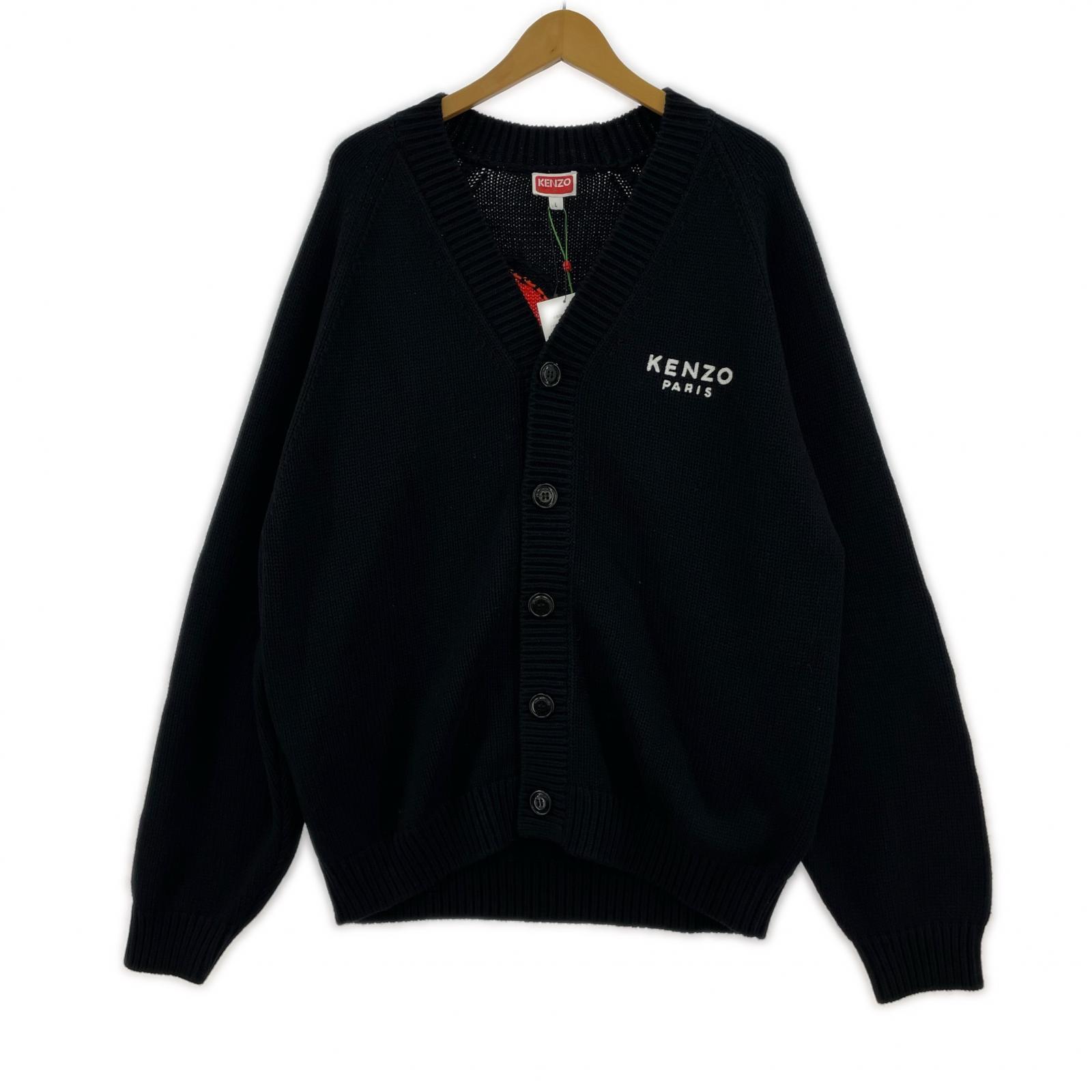 カーディガン KENZO バックフラワージャガード ニットカーディガン L ブラック L ブラック