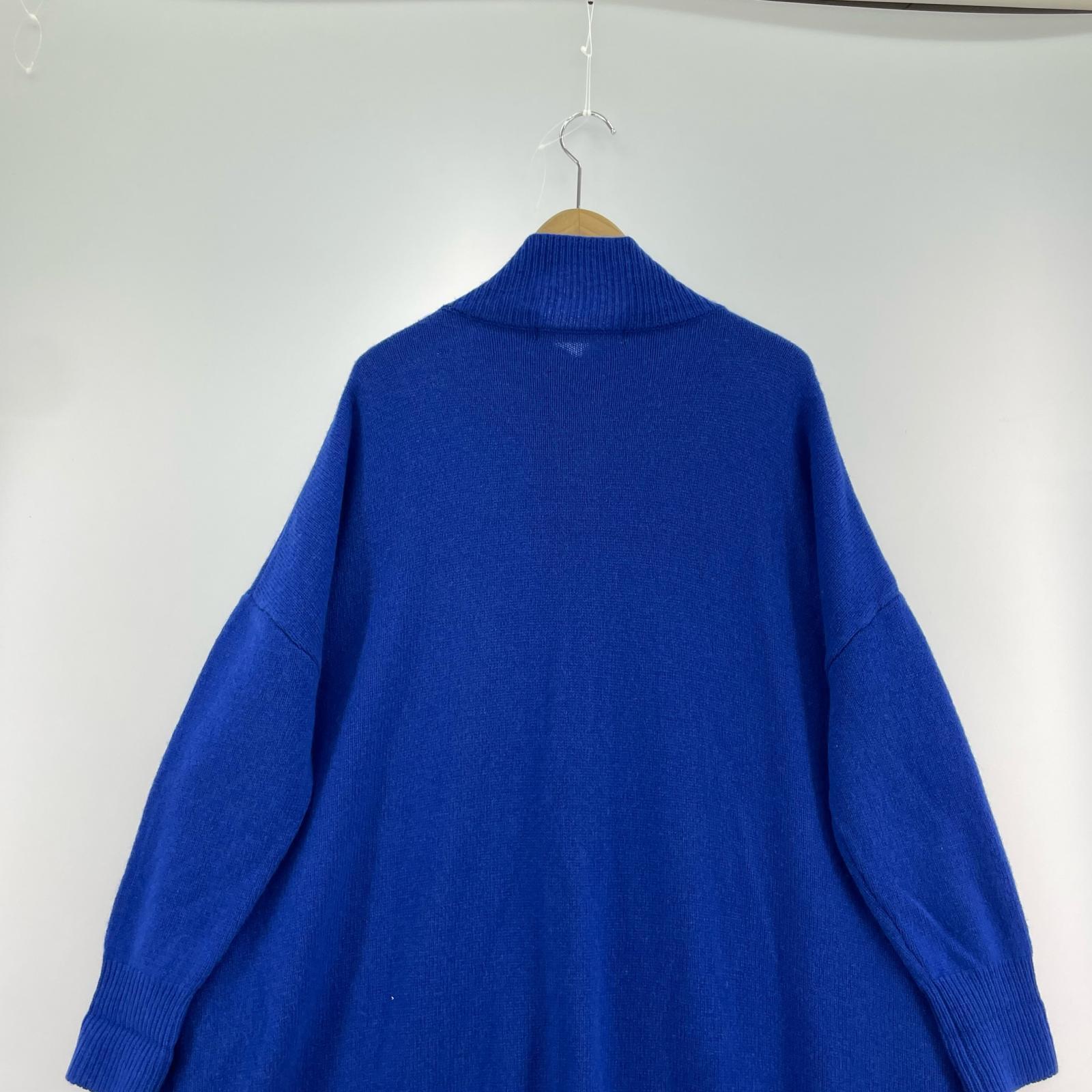 カーディガン ハイネックワイドロングカーディガン BLU ブルー